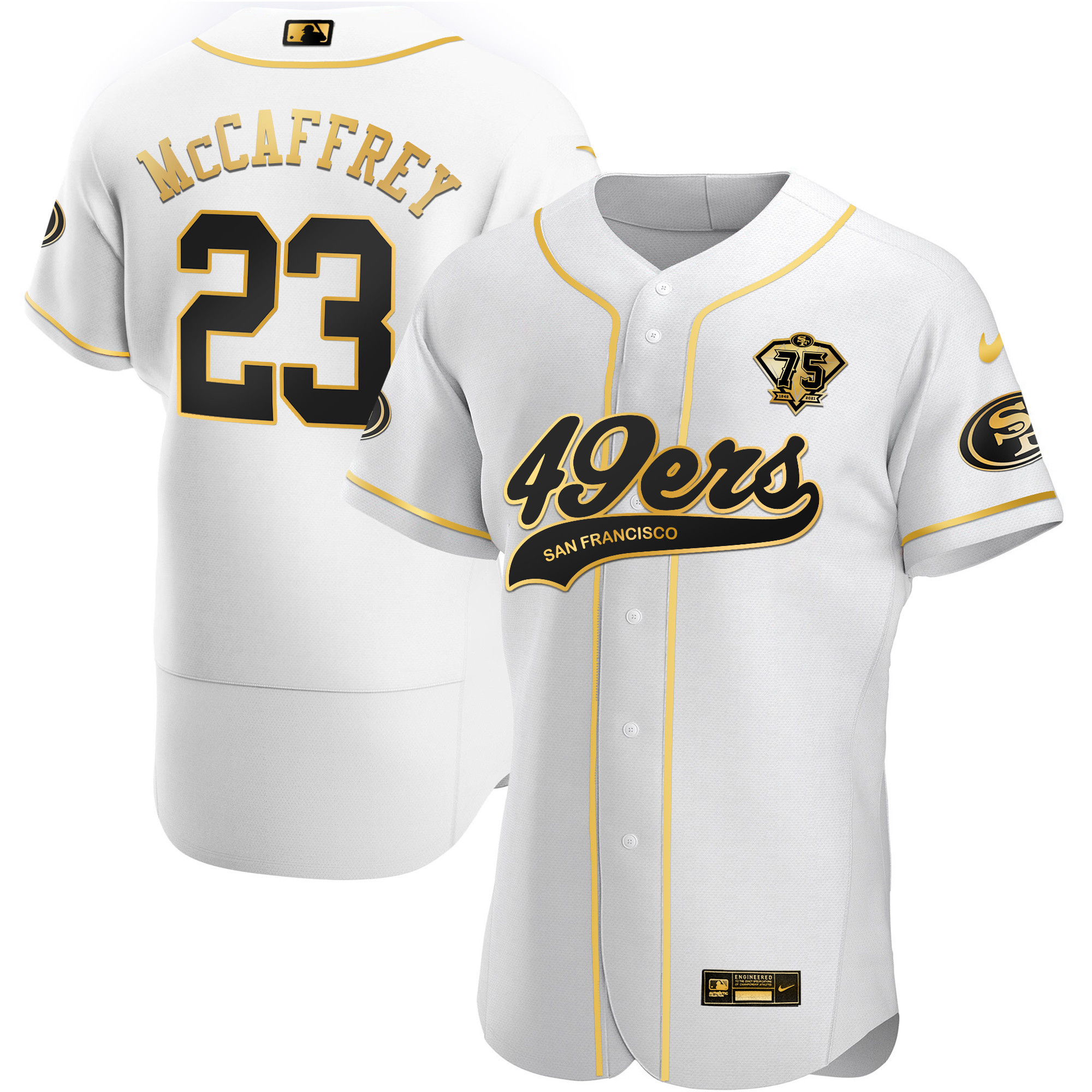 Men's 49ers Cool Base Gold Jersey V2 - All Stitched - Image 41