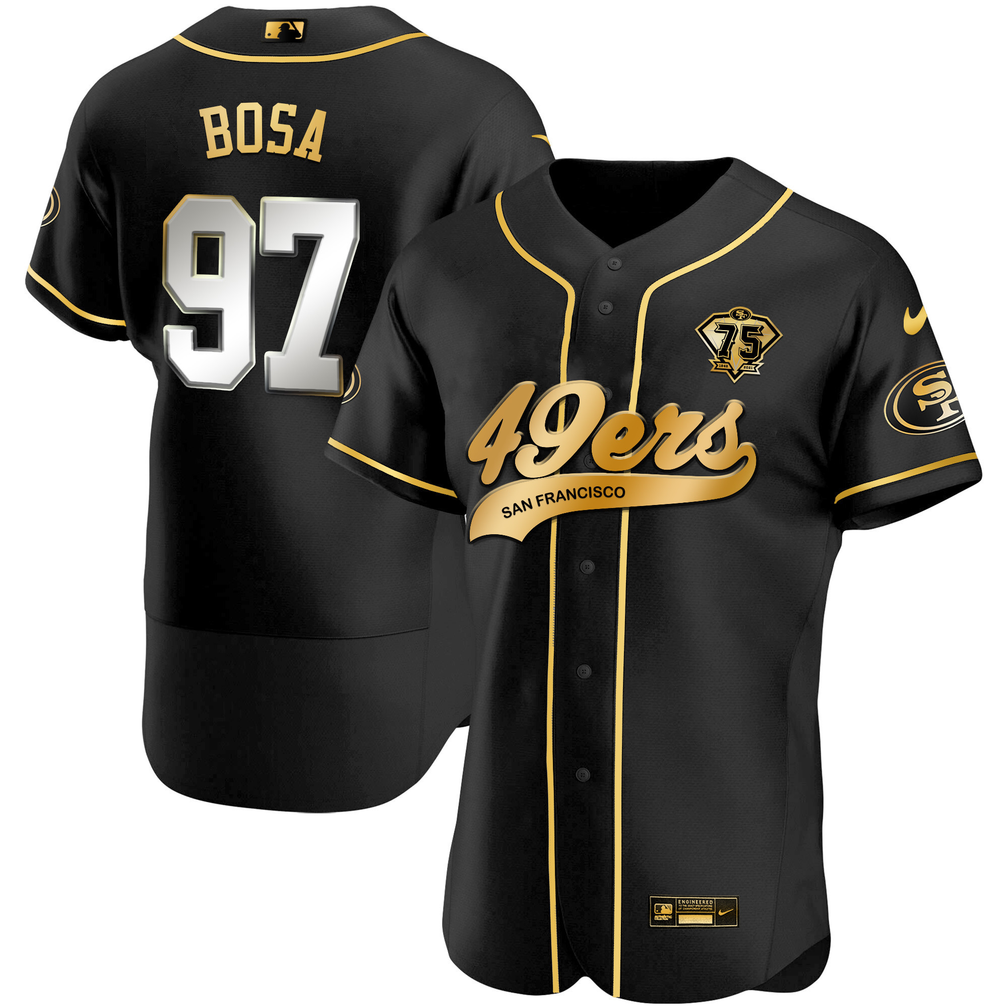 Men's 49ers Cool Base Gold Jersey V2 - All Stitched - Image 67