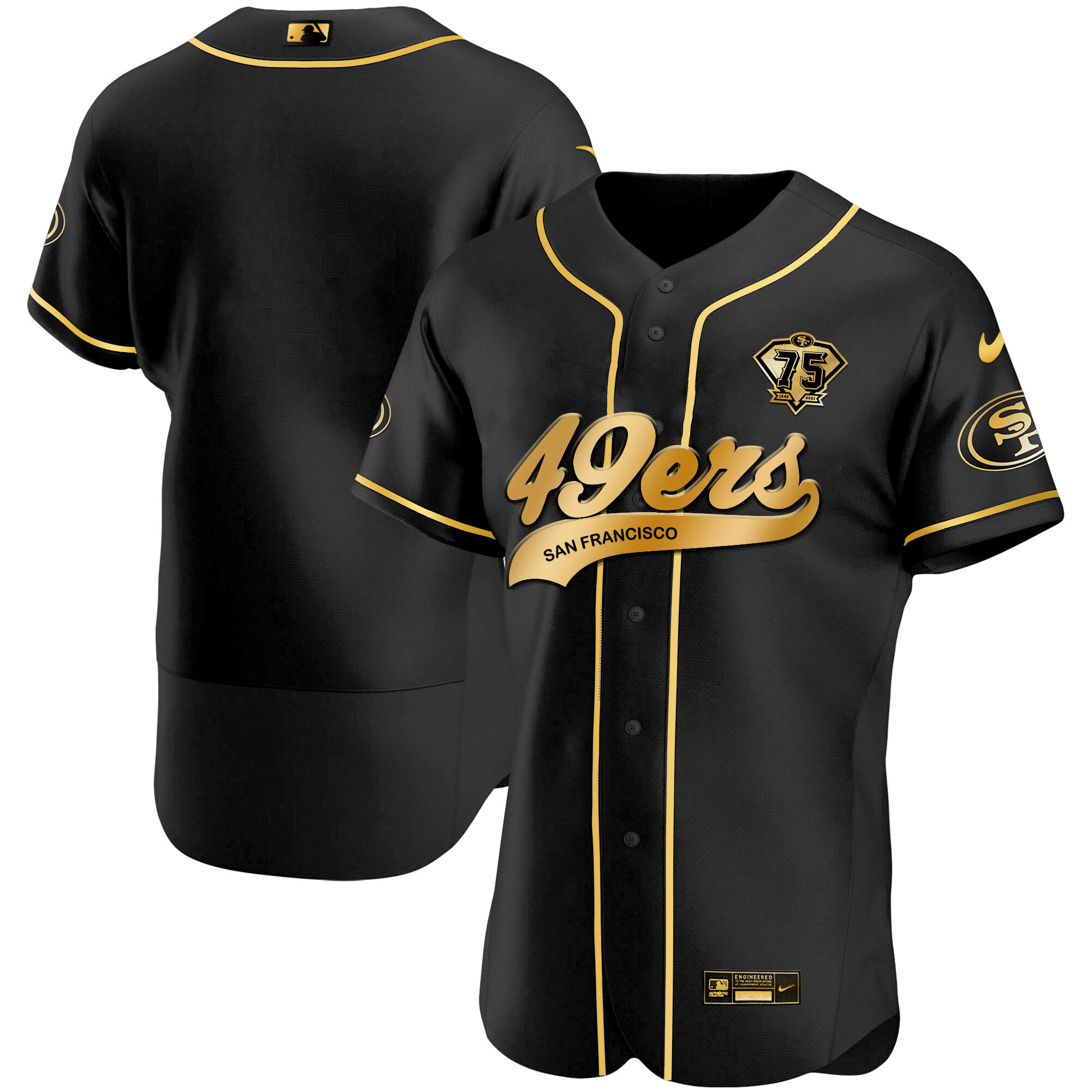 Men's 49ers Cool Base Gold Jersey V2 - All Stitched - Image 70