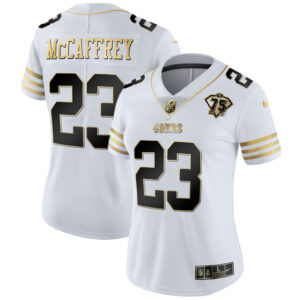 Women's 49ers 75th Anniversary Patch Vapor Gold Jersey - All Stitched