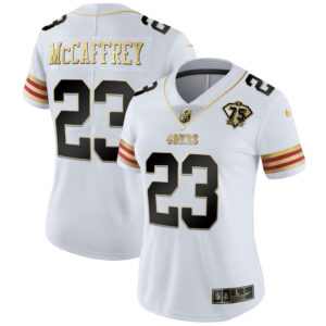 Women's 49ers 75th Anniversary Patch Vapor Gold Jersey V2 - All Stitched