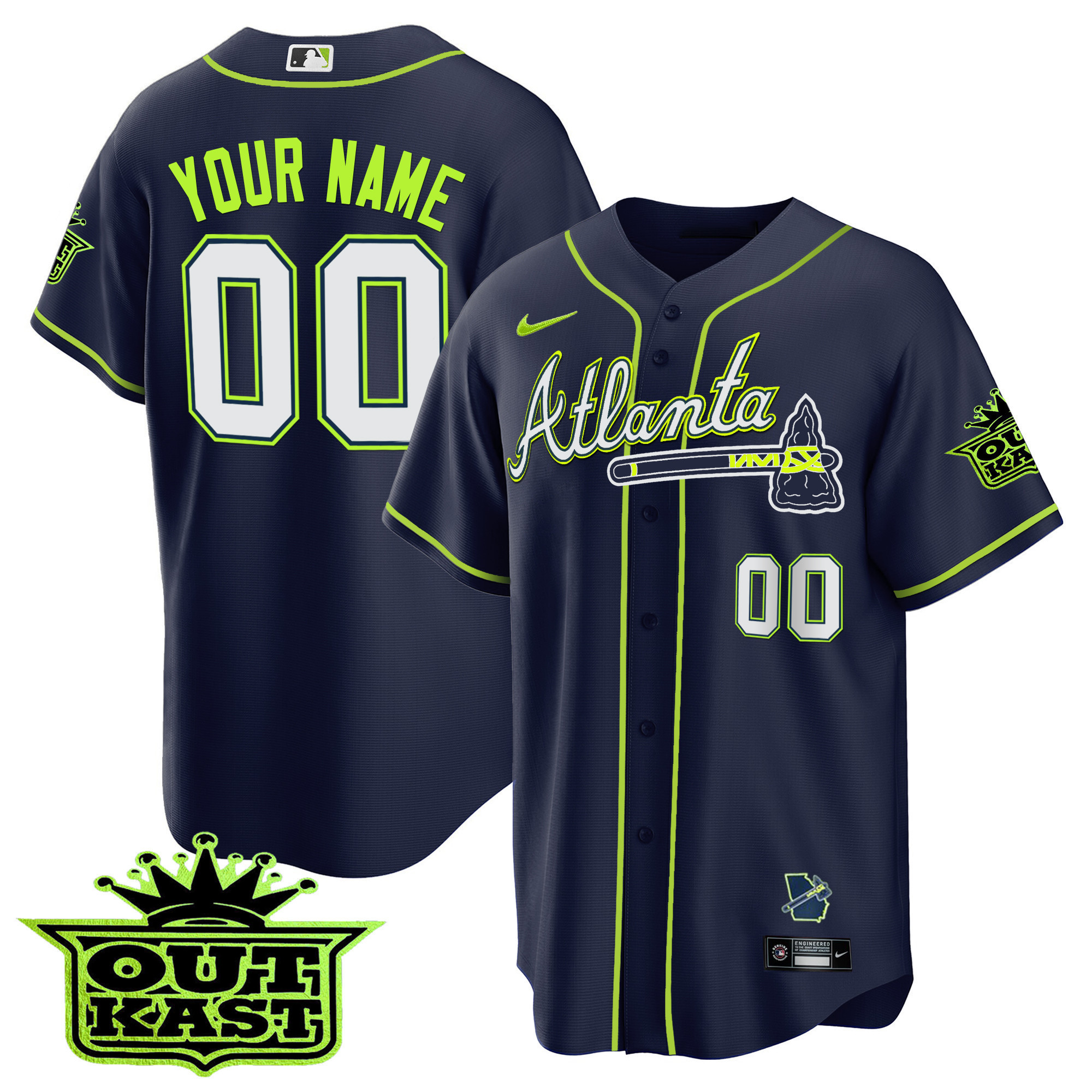 Atlanta Braves Outkast Cool Base Custom Jersey V3 - All Stitched