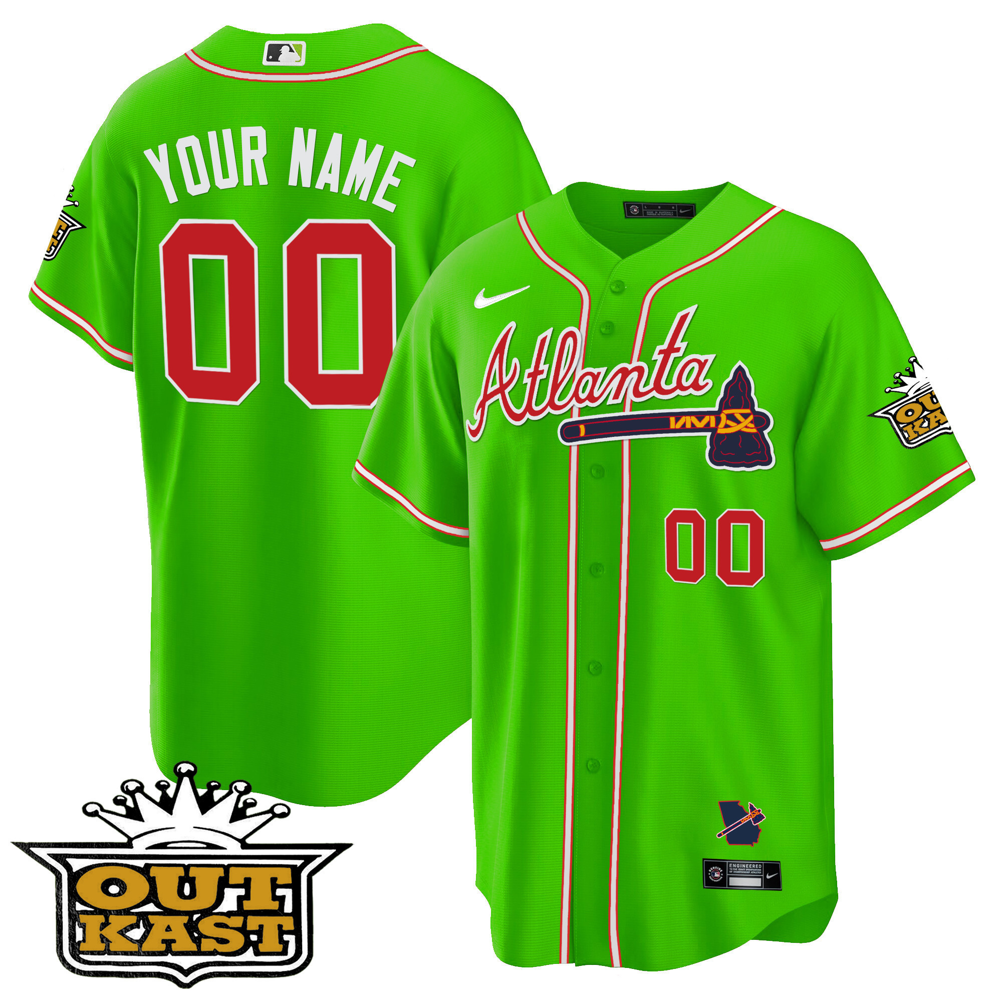 Atlanta Braves Outkast Cool Base Custom Jersey V3 - All Stitched - Image 2