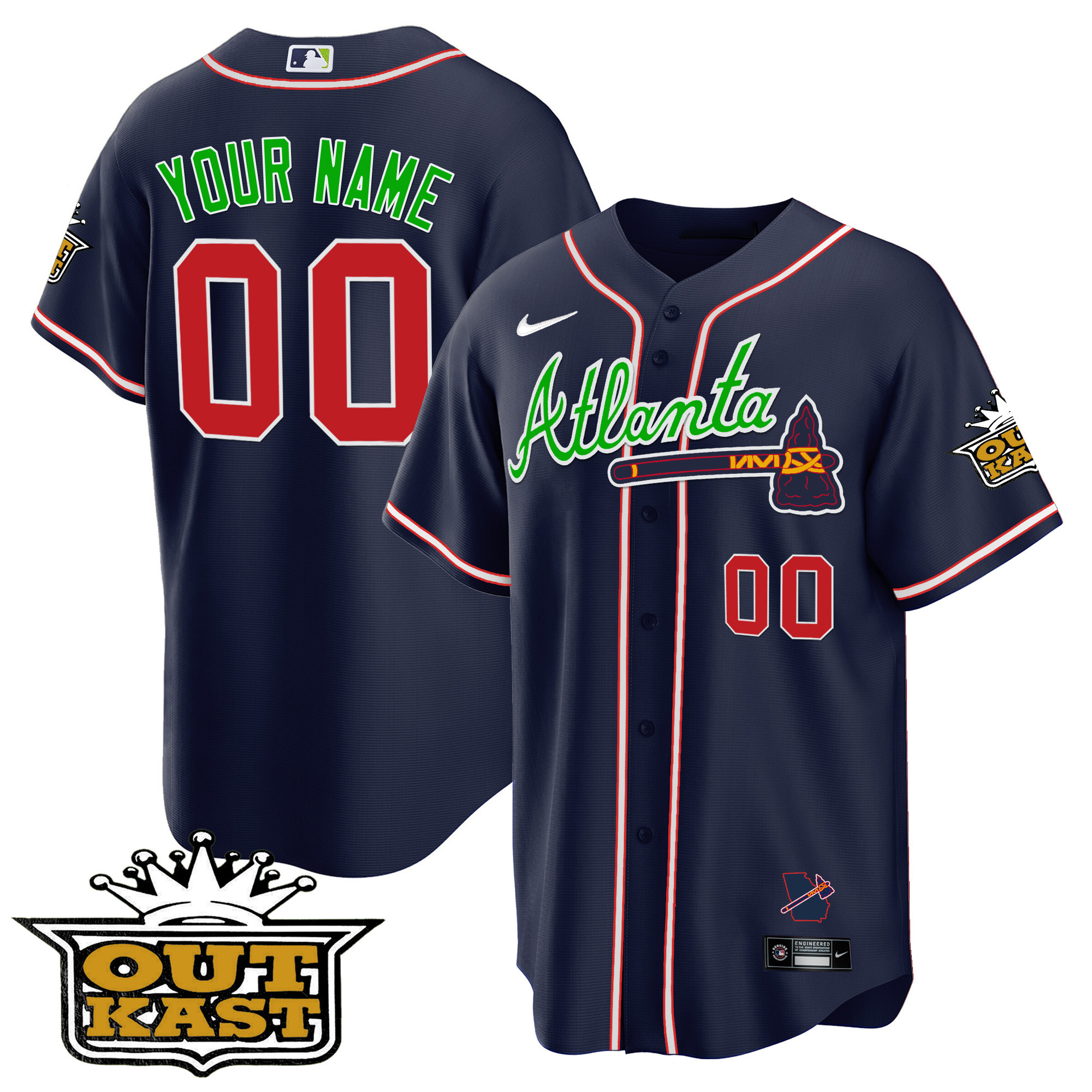 Atlanta Braves Outkast Cool Base Custom Jersey V3 - All Stitched - Image 4