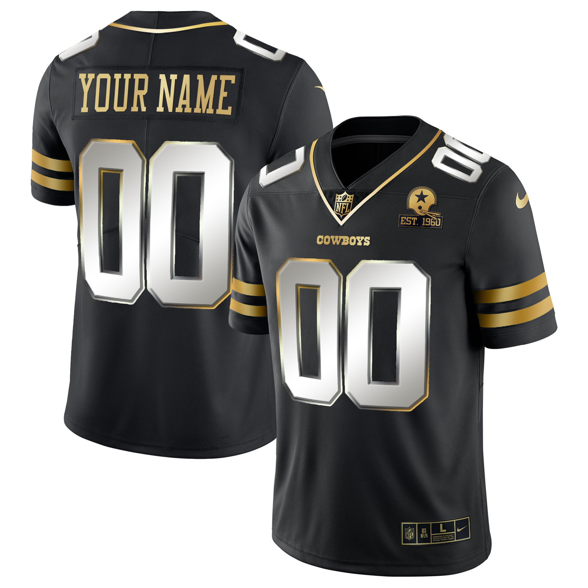 Cowboys Vapor Gold Custom Jersey - All Stitched - Image 2