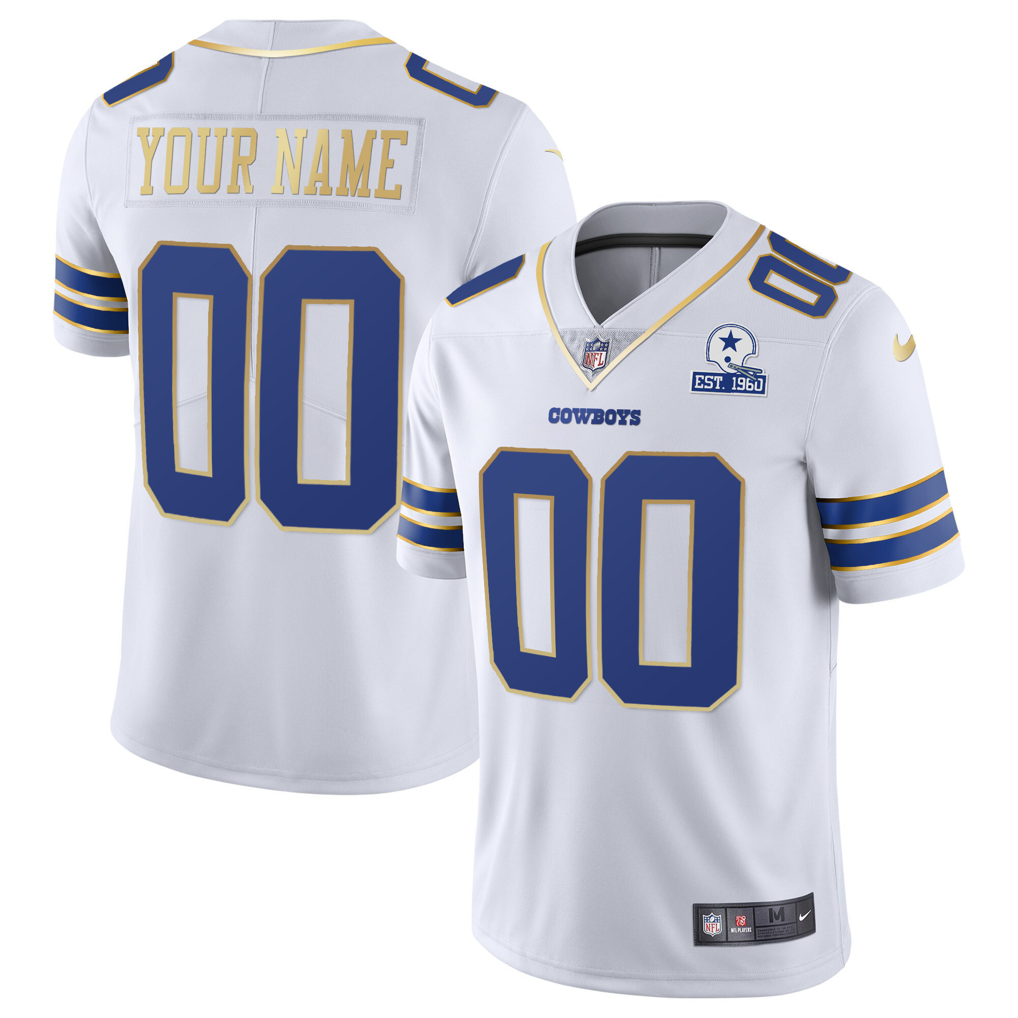 Cowboys Vapor Gold Custom Jersey - All Stitched - Image 4