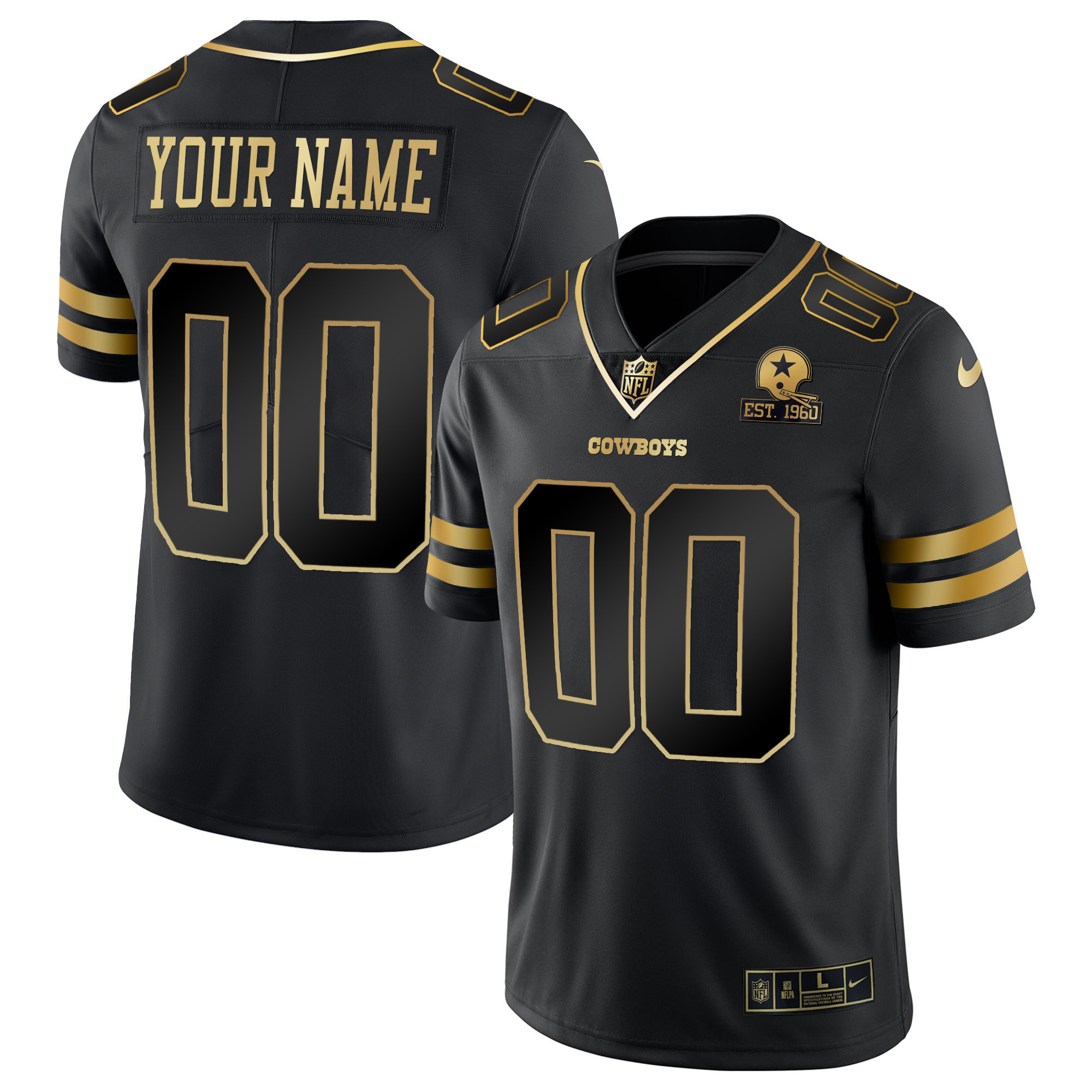 Cowboys Vapor Gold Custom Jersey - All Stitched - Image 3