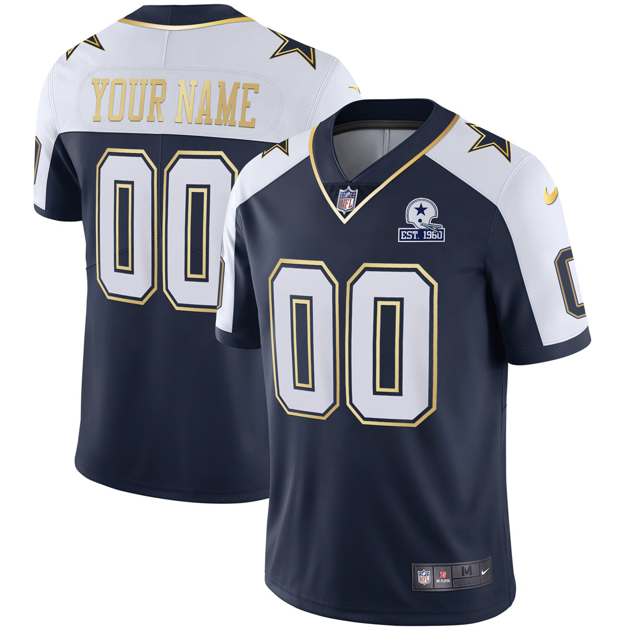 Cowboys Vapor Gold Custom Jersey - All Stitched - Image 6