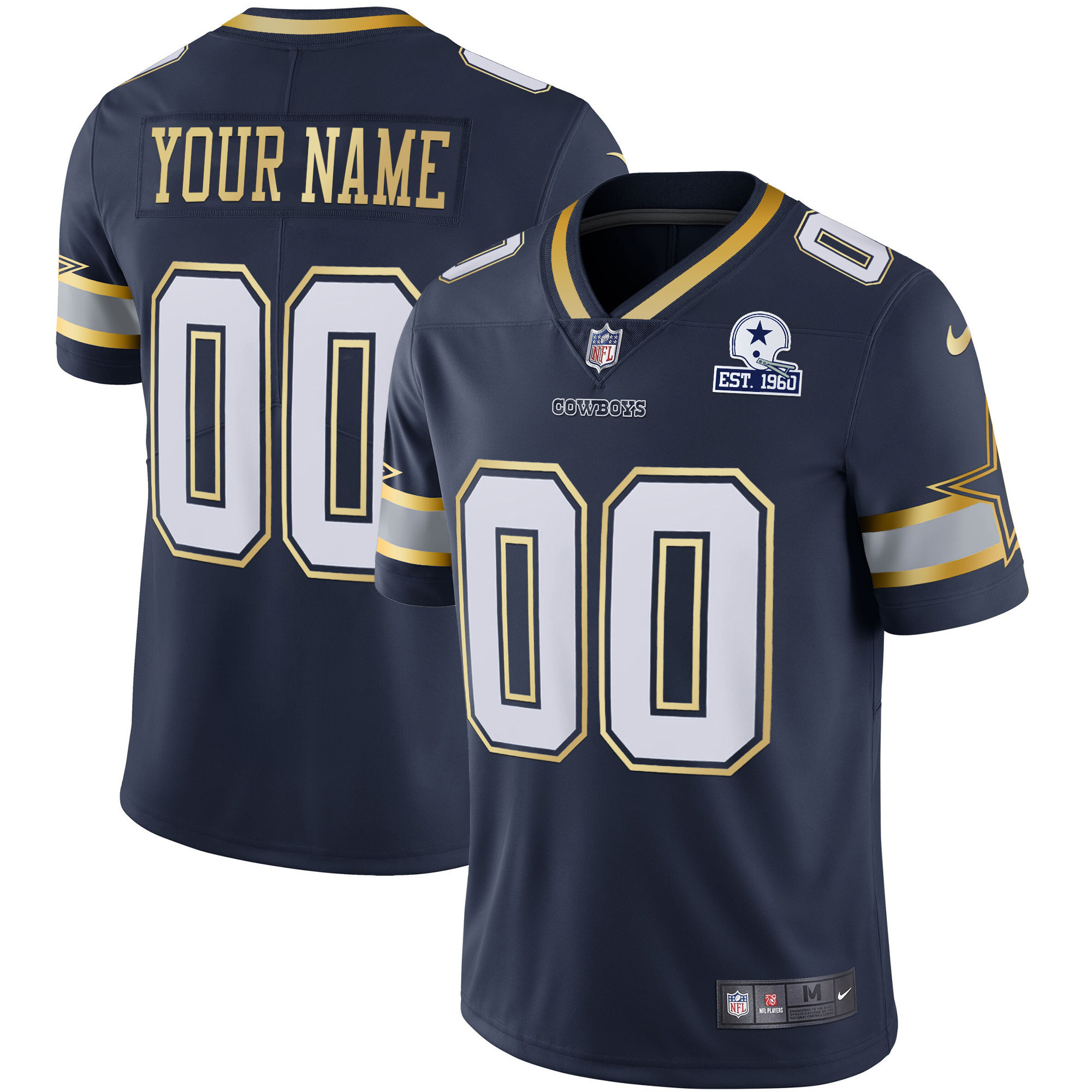 Cowboys Vapor Gold Custom Jersey - All Stitched - Image 5