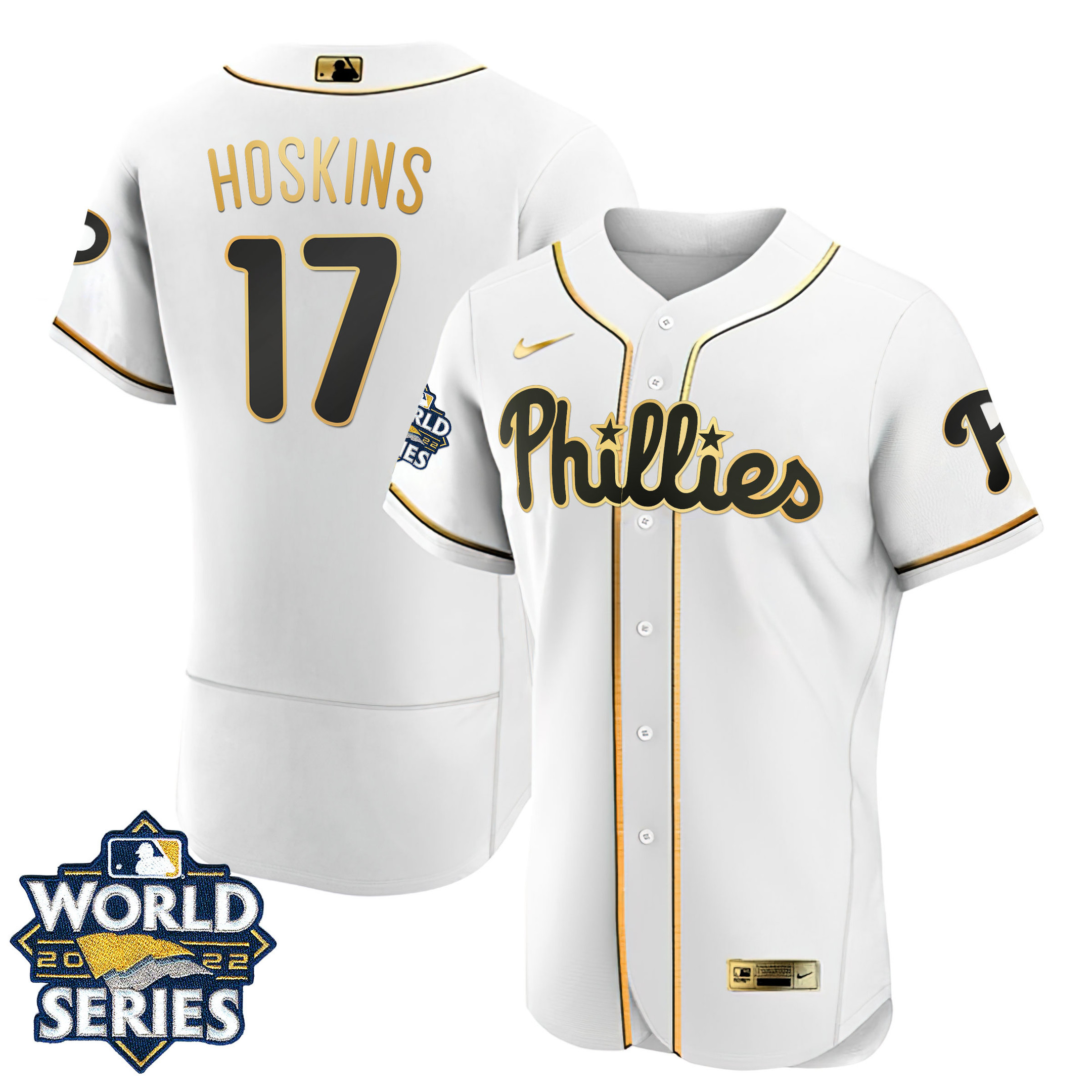 Men's Philadelphia Phillies Gold 2022 World Series Jersey - All Stitched - Image 4