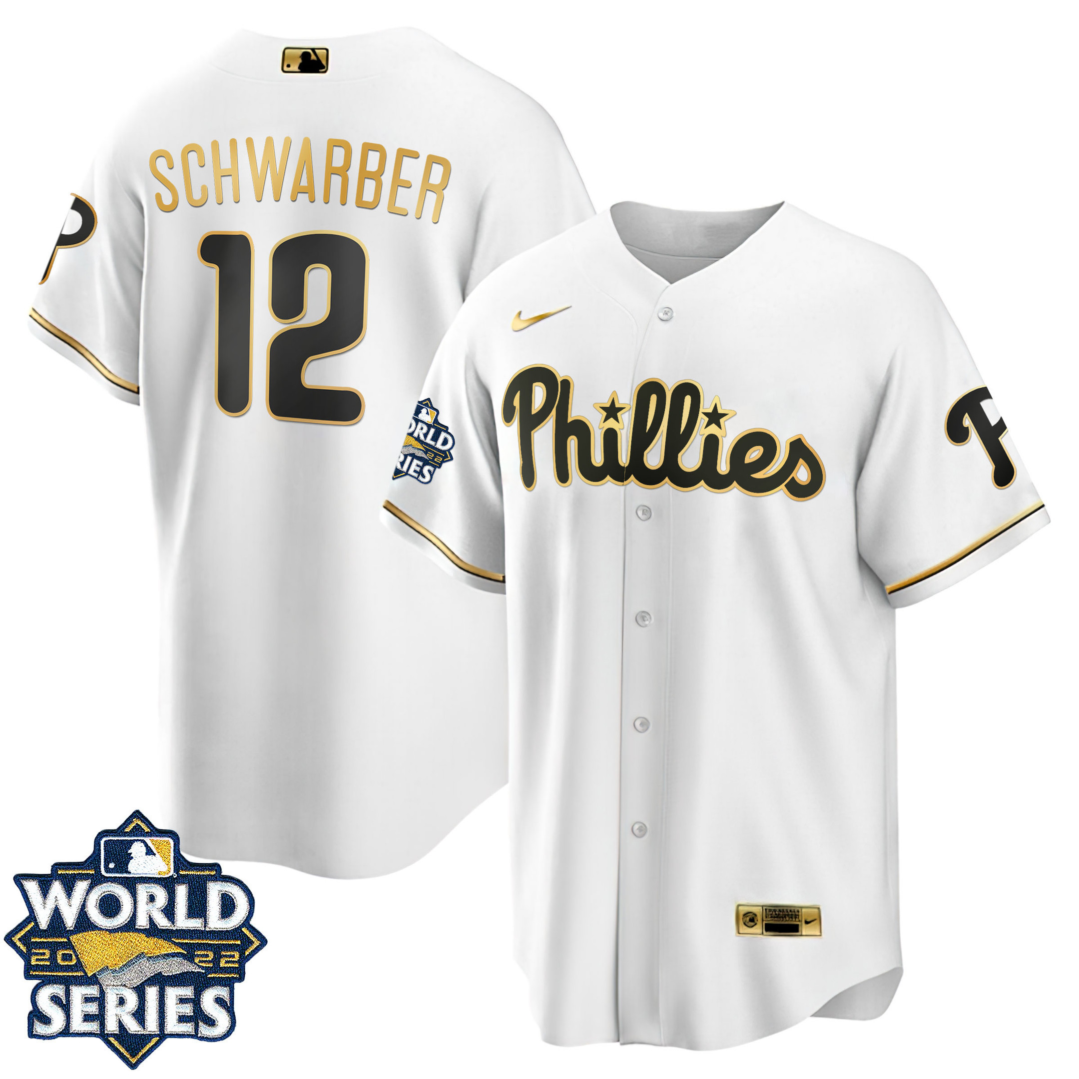 Men's Philadelphia Phillies Gold 2022 World Series Jersey - All Stitched - Image 9