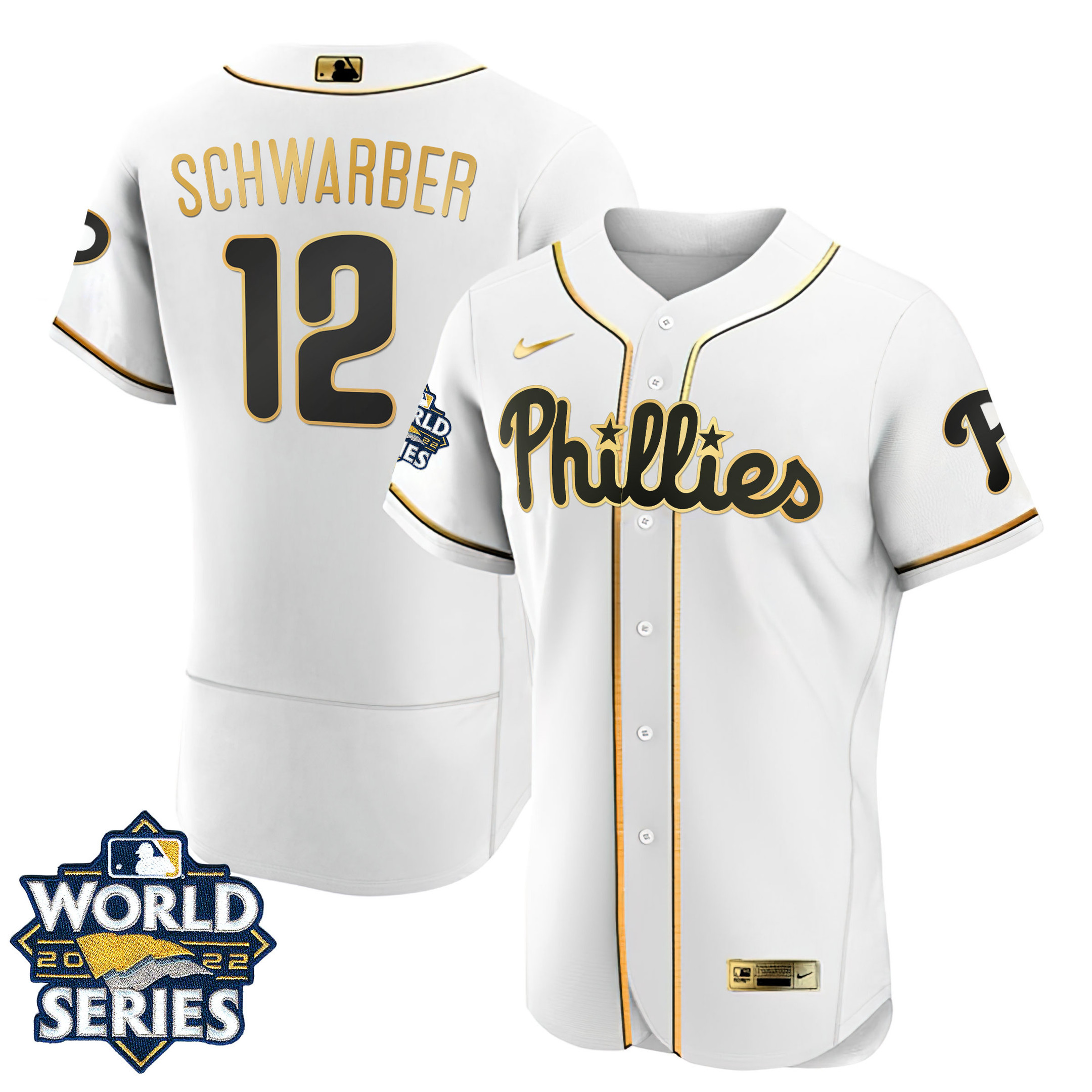 Men's Philadelphia Phillies Gold 2022 World Series Jersey - All Stitched - Image 3