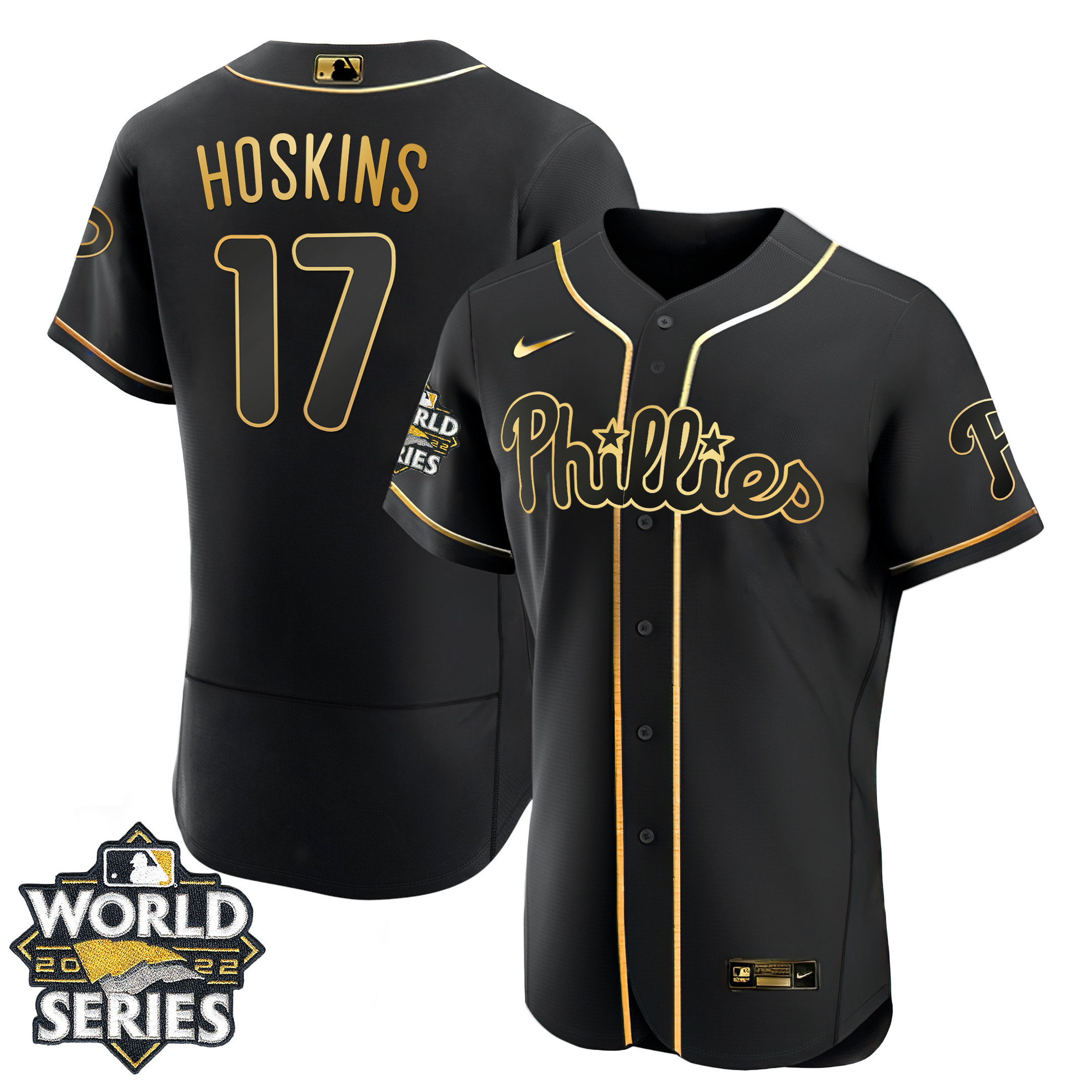Men's Philadelphia Phillies Gold 2022 World Series Jersey - All Stitched - Image 16