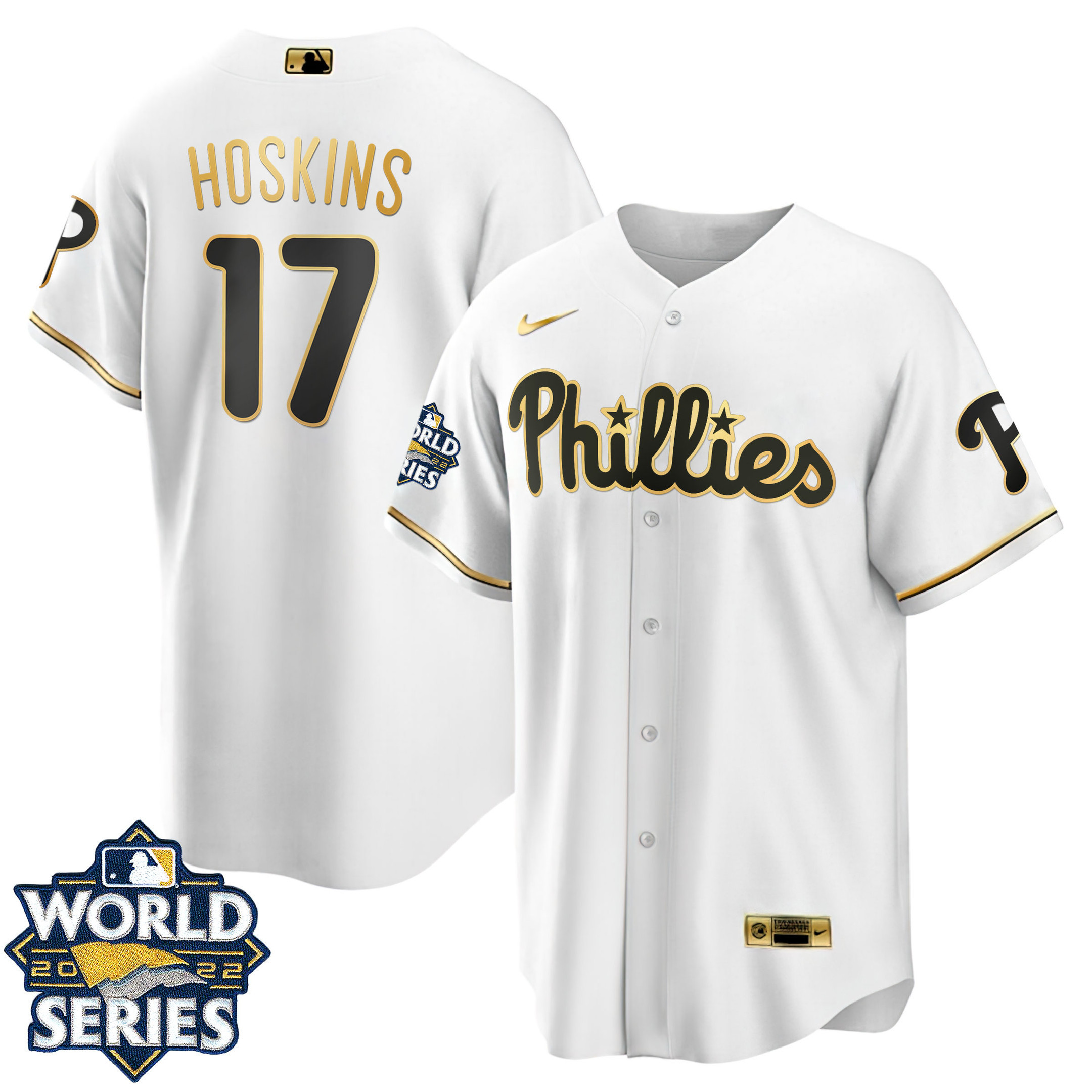 Men's Philadelphia Phillies Gold 2022 World Series Jersey - All Stitched - Image 10