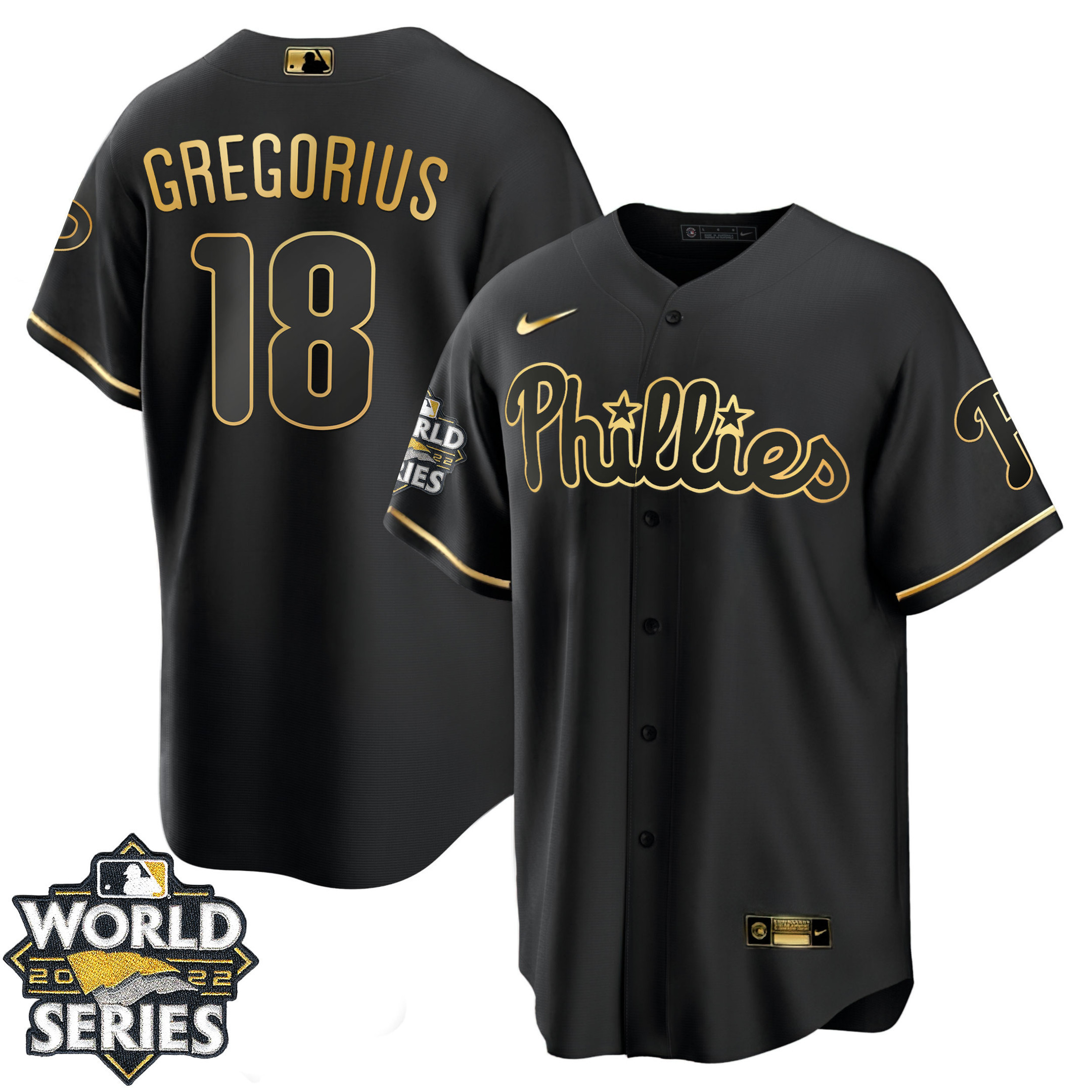 Men's Philadelphia Phillies Gold 2022 World Series Jersey - All Stitched - Image 23