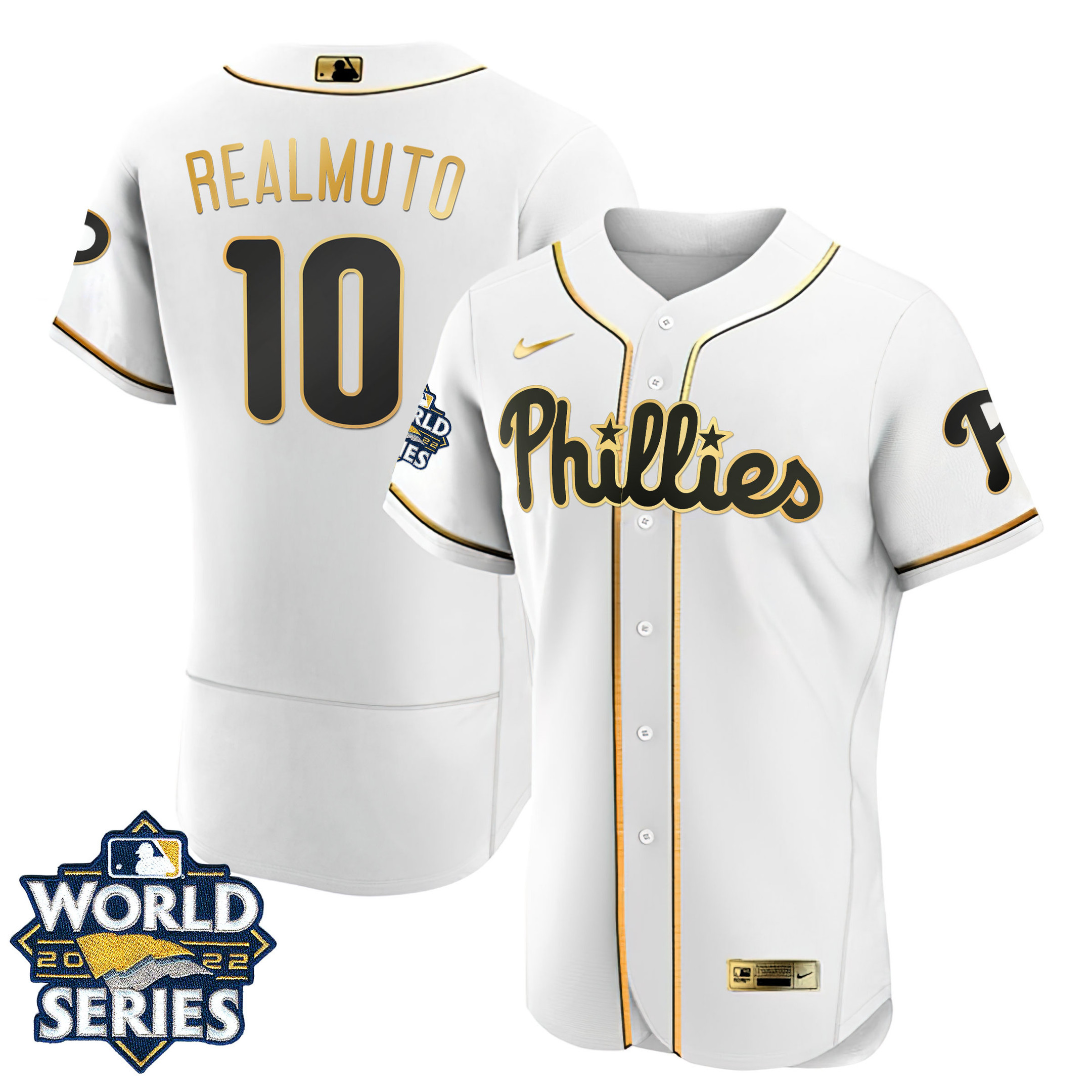 Men's Philadelphia Phillies Gold 2022 World Series Jersey - All Stitched - Image 2