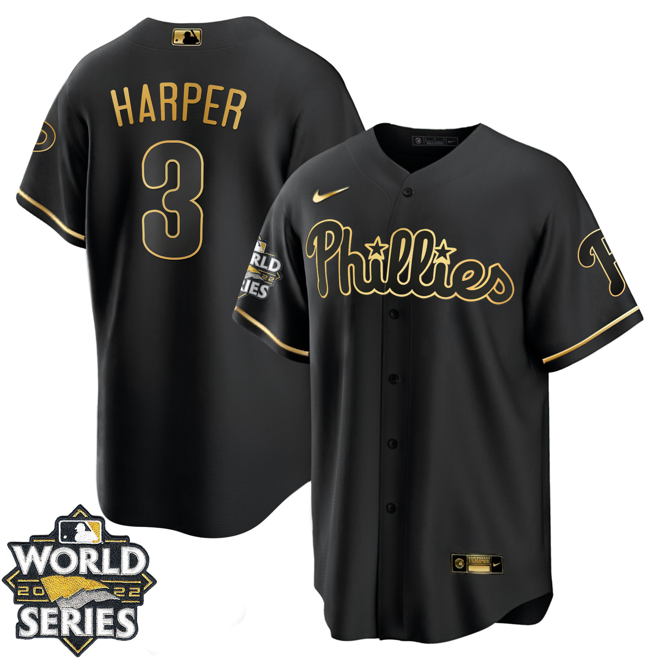 Men's Philadelphia Phillies Gold 2022 World Series Jersey - All Stitched - Image 19
