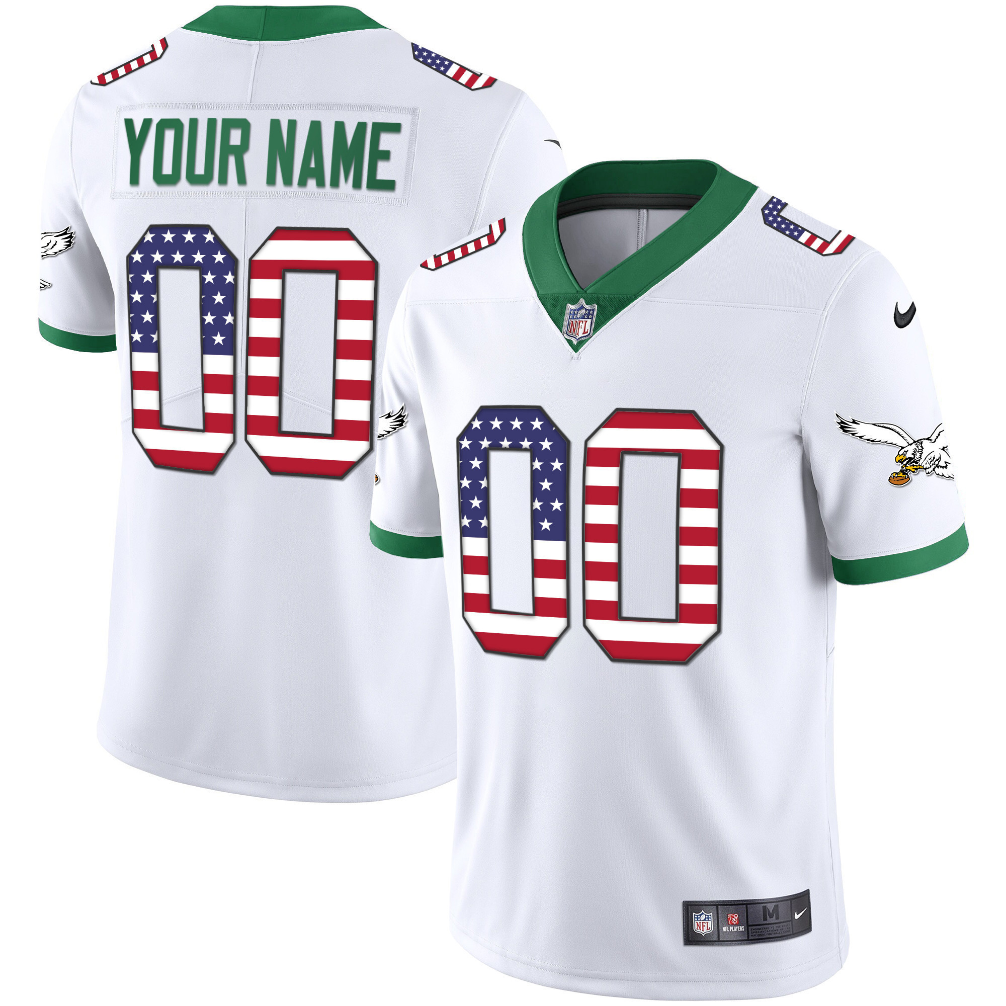 Eagles Kelly Green Gold Flag Vapor Custom Jersey - All Stitched - Image 2