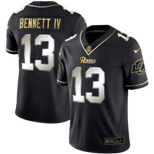 Men's Los Angeles Rams White Gold & Black Gold Jersey - All Stitched