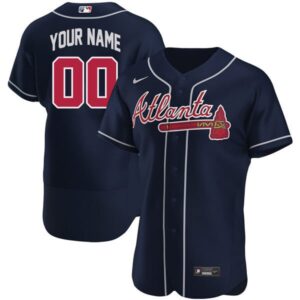 Atlanta Braves Custom Navy Jersey - All Stitched