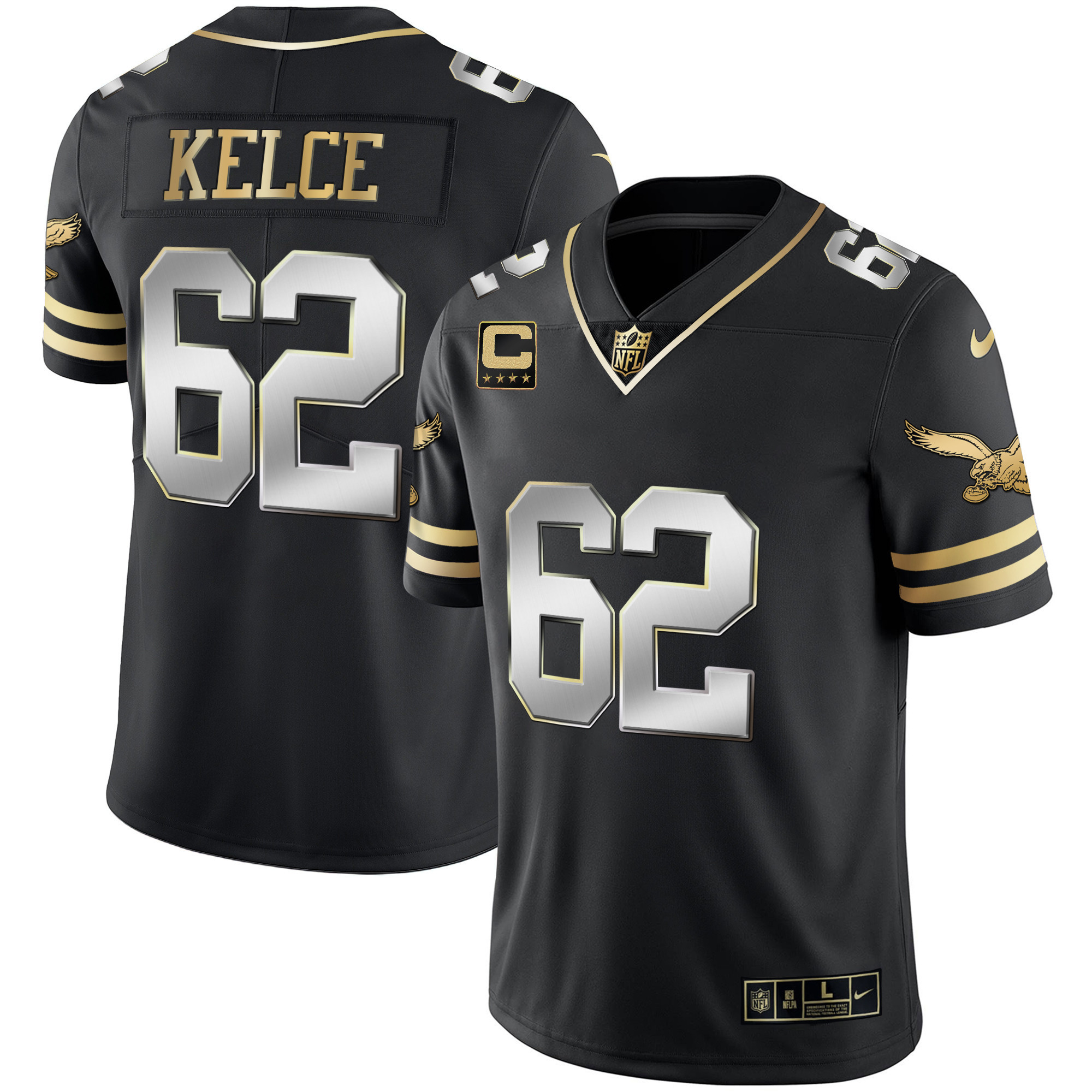 Men's Eagles Gold & Kelly Vapor Jersey V2 - All Stitched - Image 43