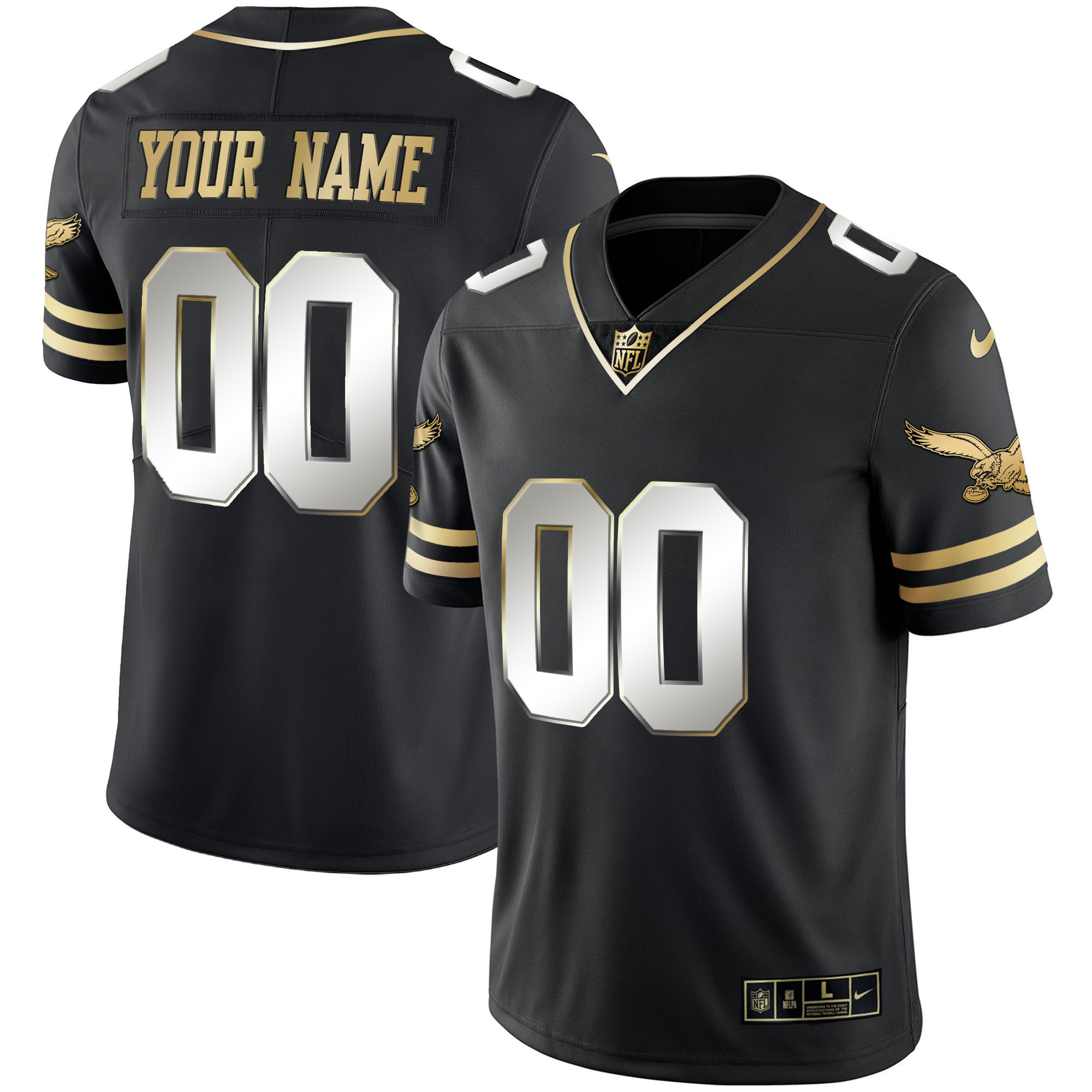 Eagles Gold & Kelly Vapor Custom Jersey V2 - All Stitched - Image 5
