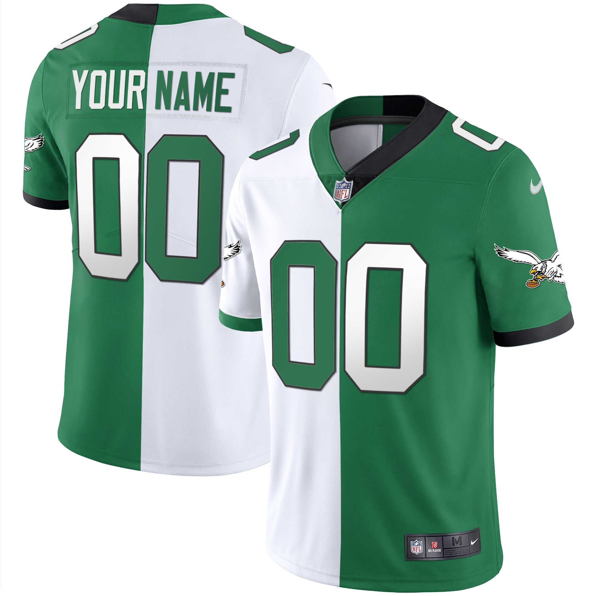 Eagles Gold & Kelly Vapor Custom Jersey V2 - All Stitched - Image 4