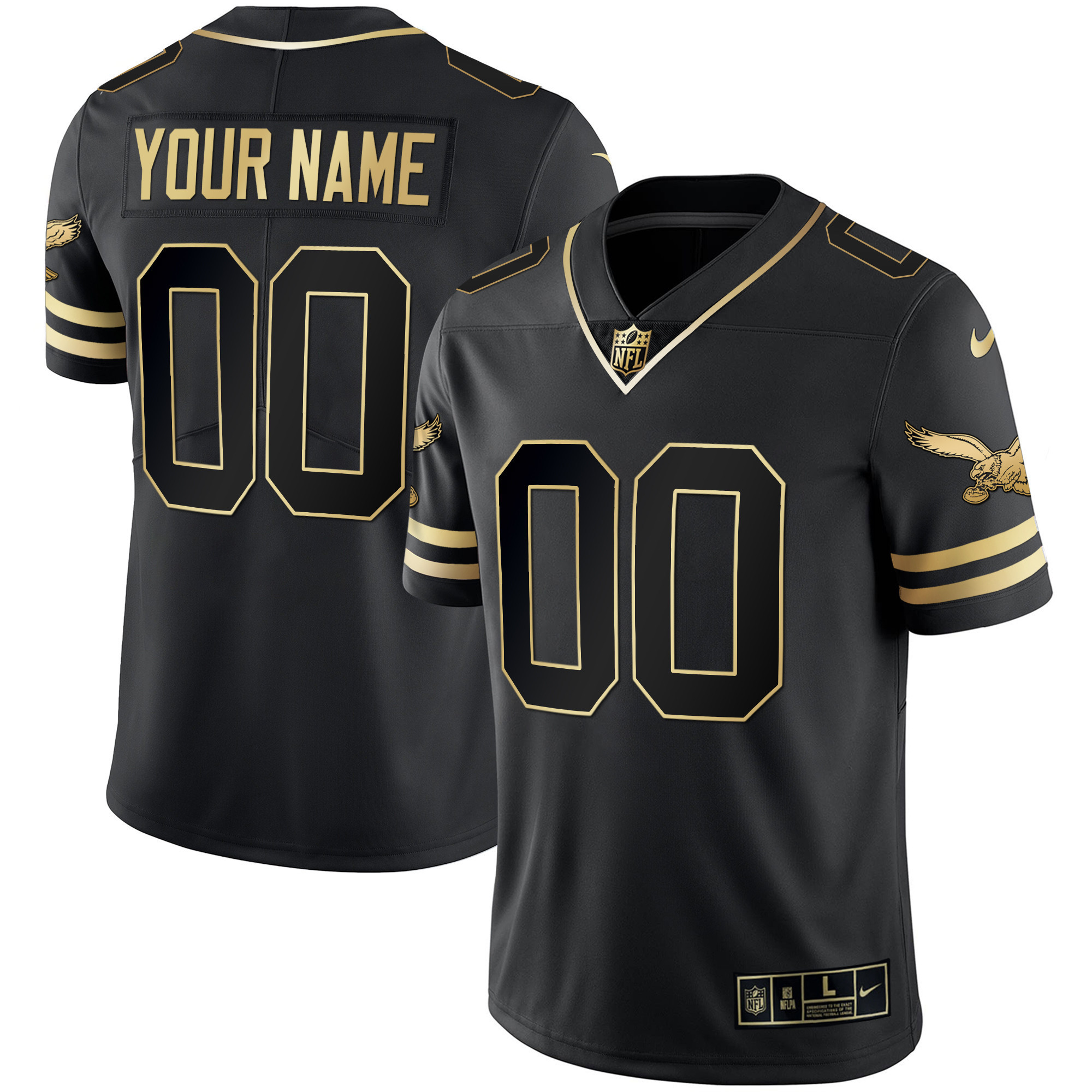 Eagles Gold & Kelly Vapor Custom Jersey V2 - All Stitched - Image 7