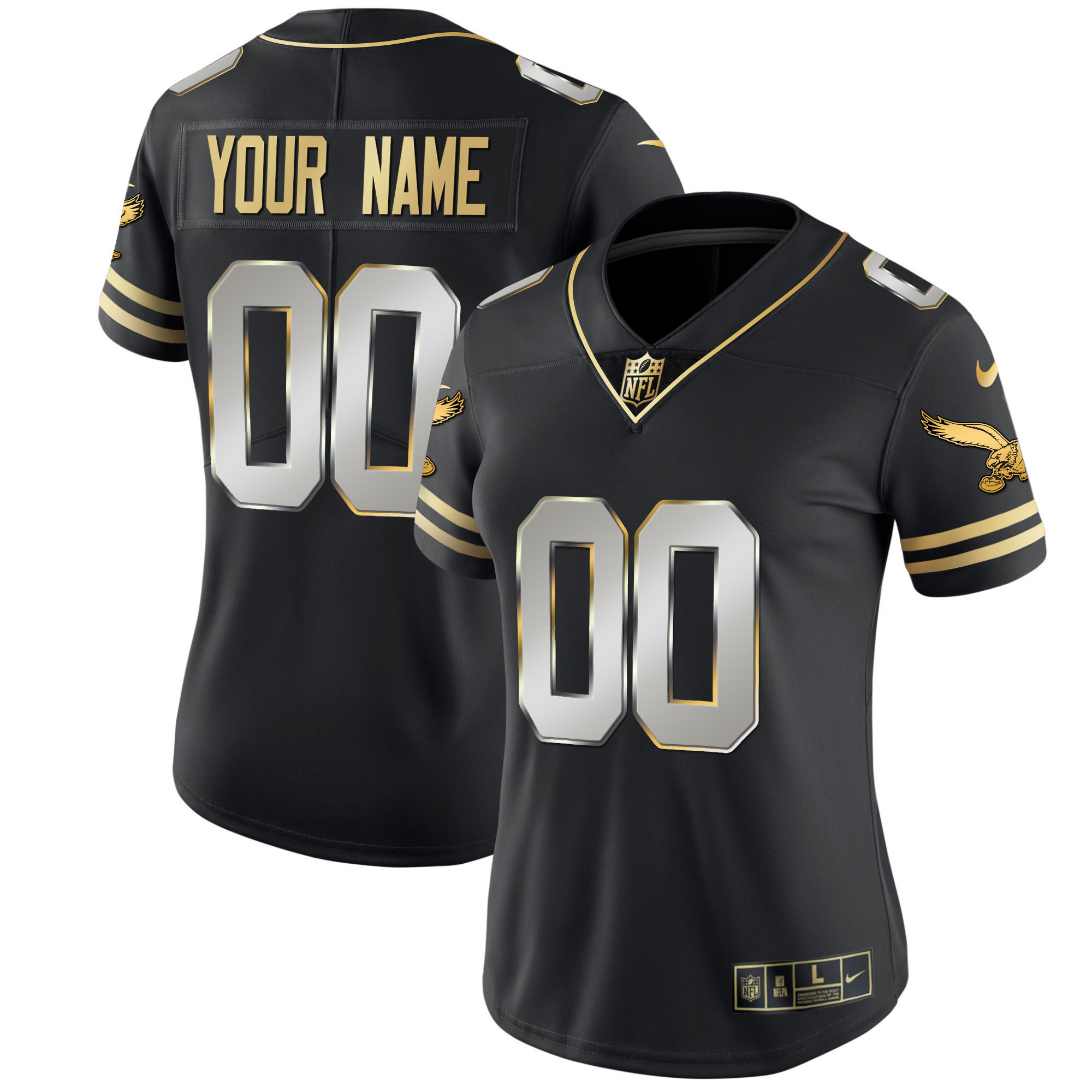 Eagles Gold & Kelly Vapor Custom Jersey V2 - All Stitched - Image 12