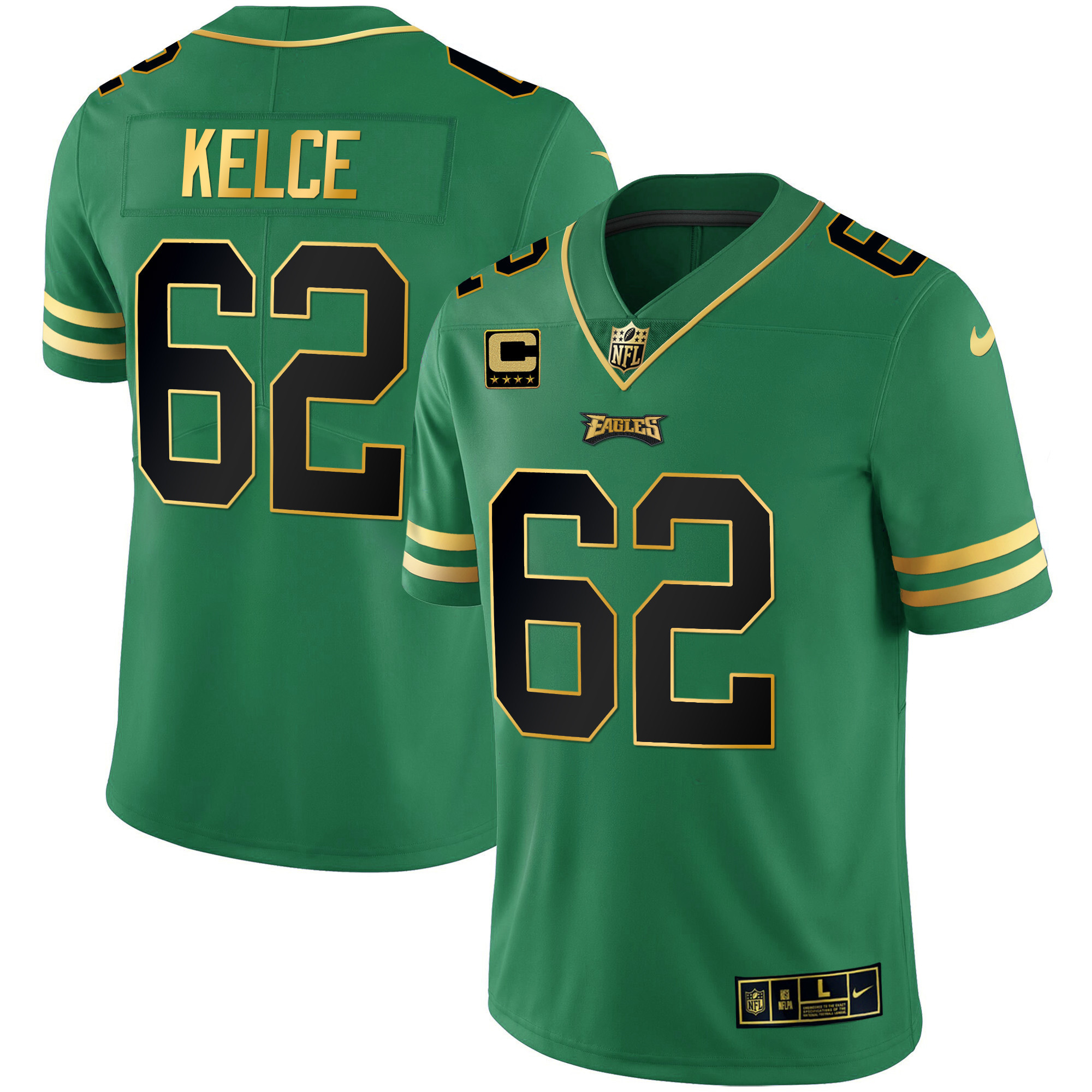 Men's Eagles Gold & Kelly Vapor Jersey V3 - All Stitched - Image 7