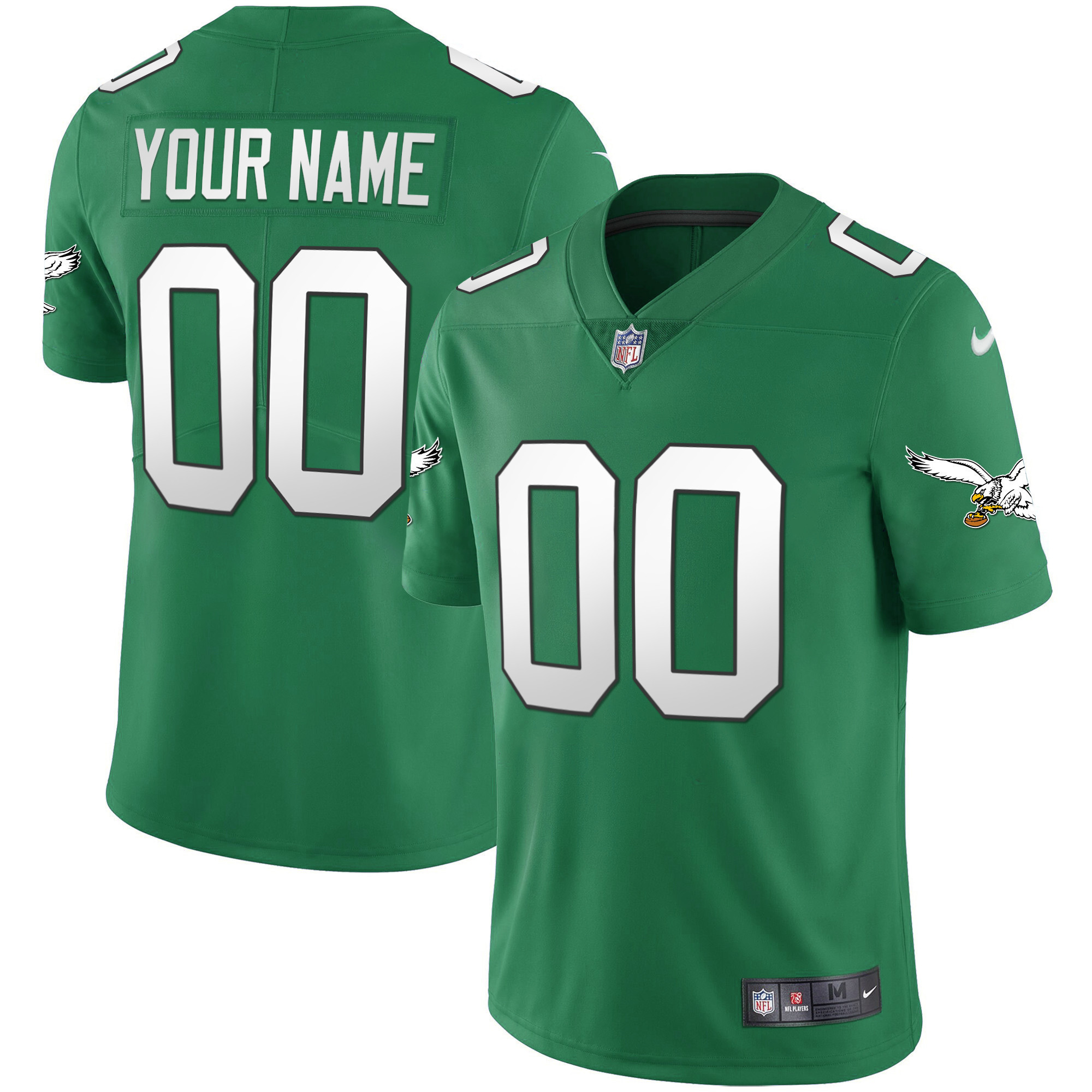 Eagles Kelly Green Vapor Throwback 90s Custom Jersey - All Stitched - Image 2