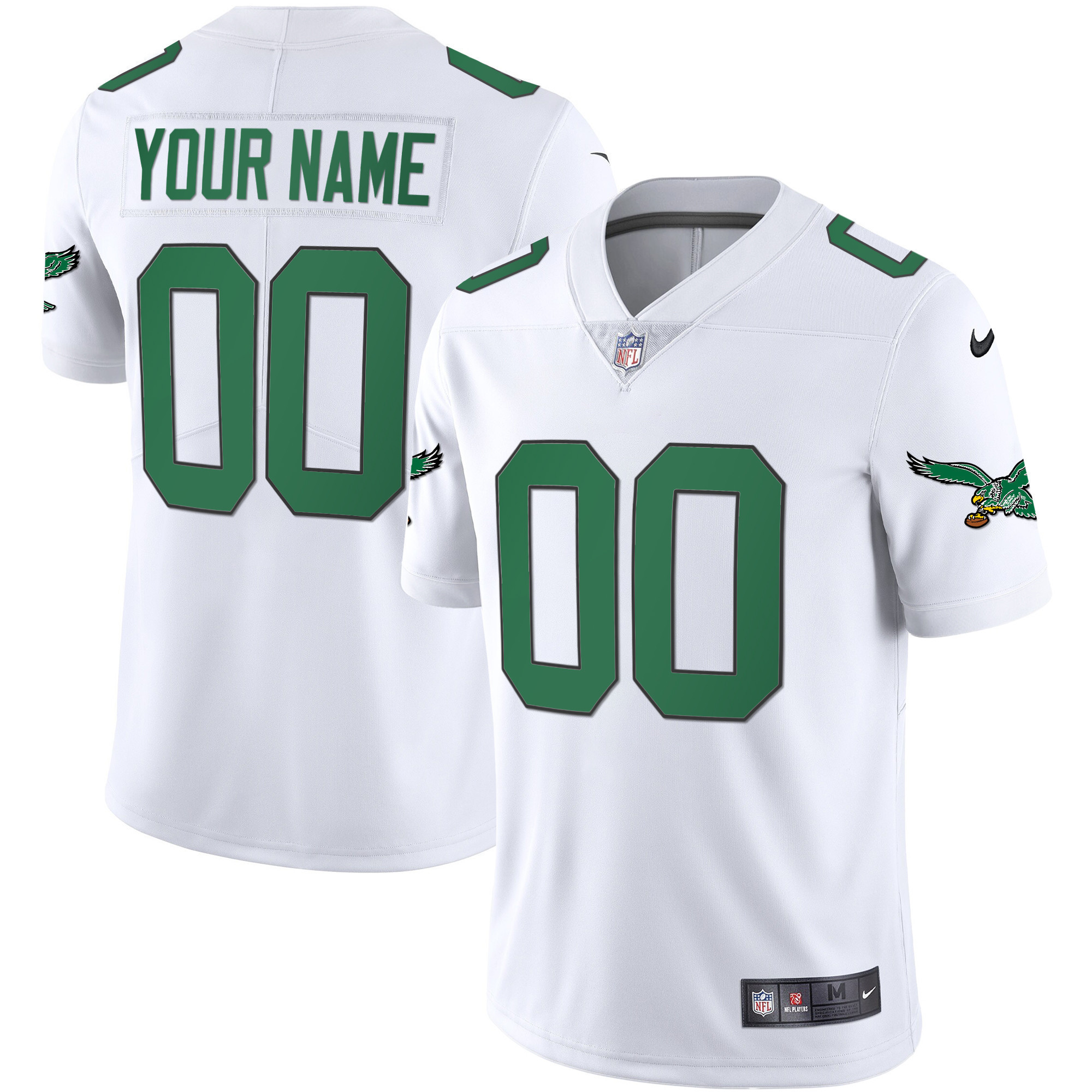 Eagles Kelly Green Vapor Throwback 90s Custom Jersey - All Stitched