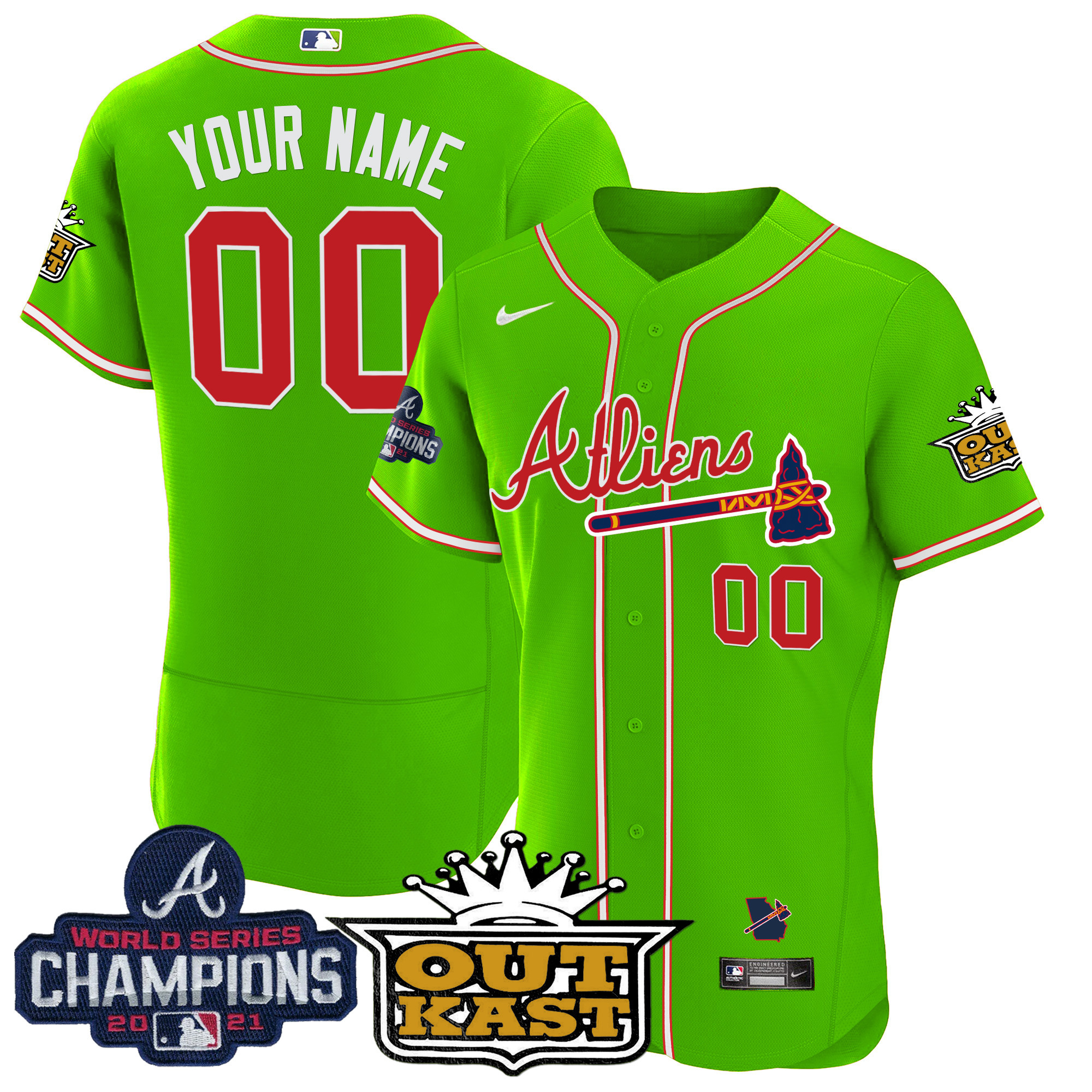 Atlanta Braves Atliens Champions Flex Base Custom Jersey - All Stitched - Image 4