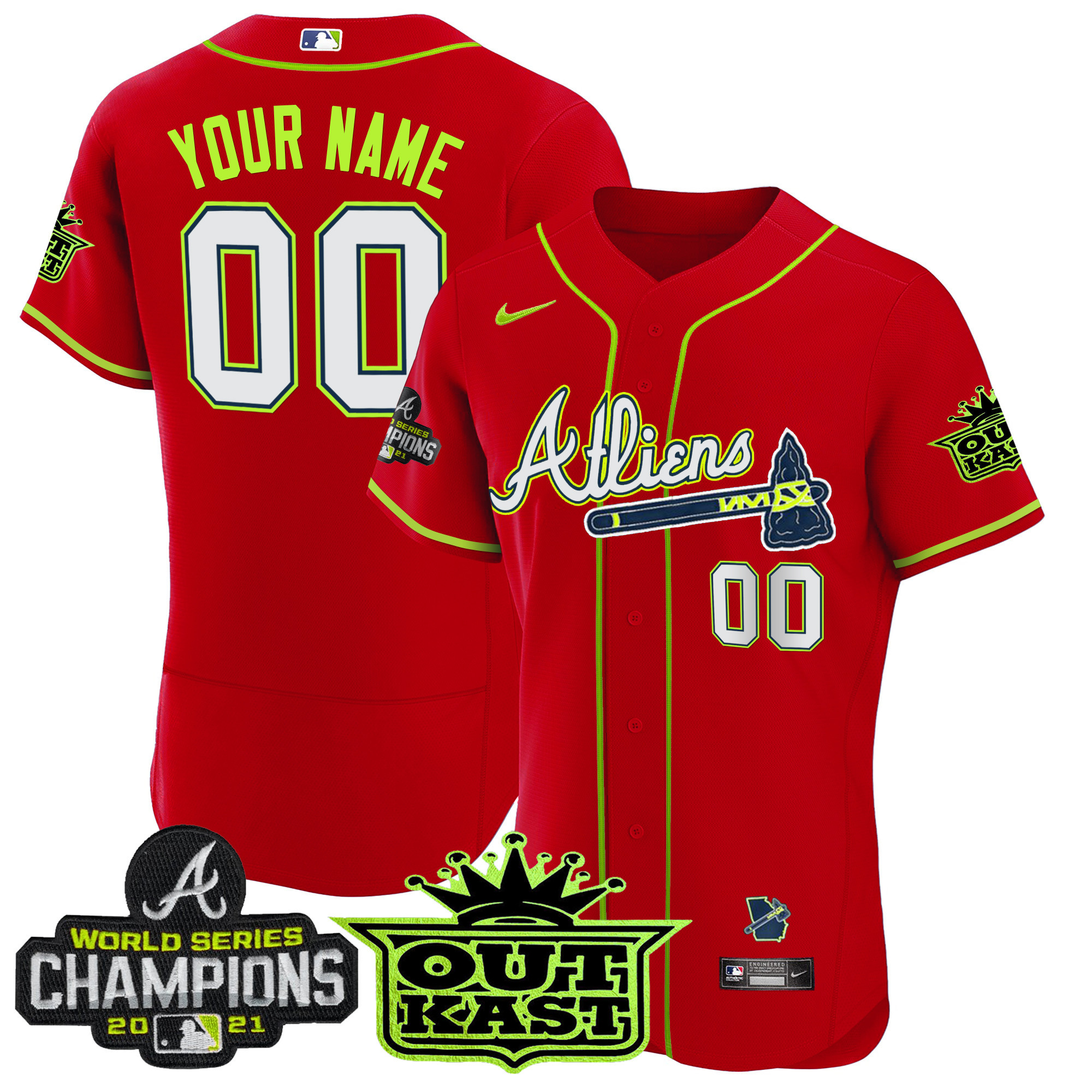 Atlanta Braves Atliens Champions Flex Base Custom Jersey - All Stitched - Image 5