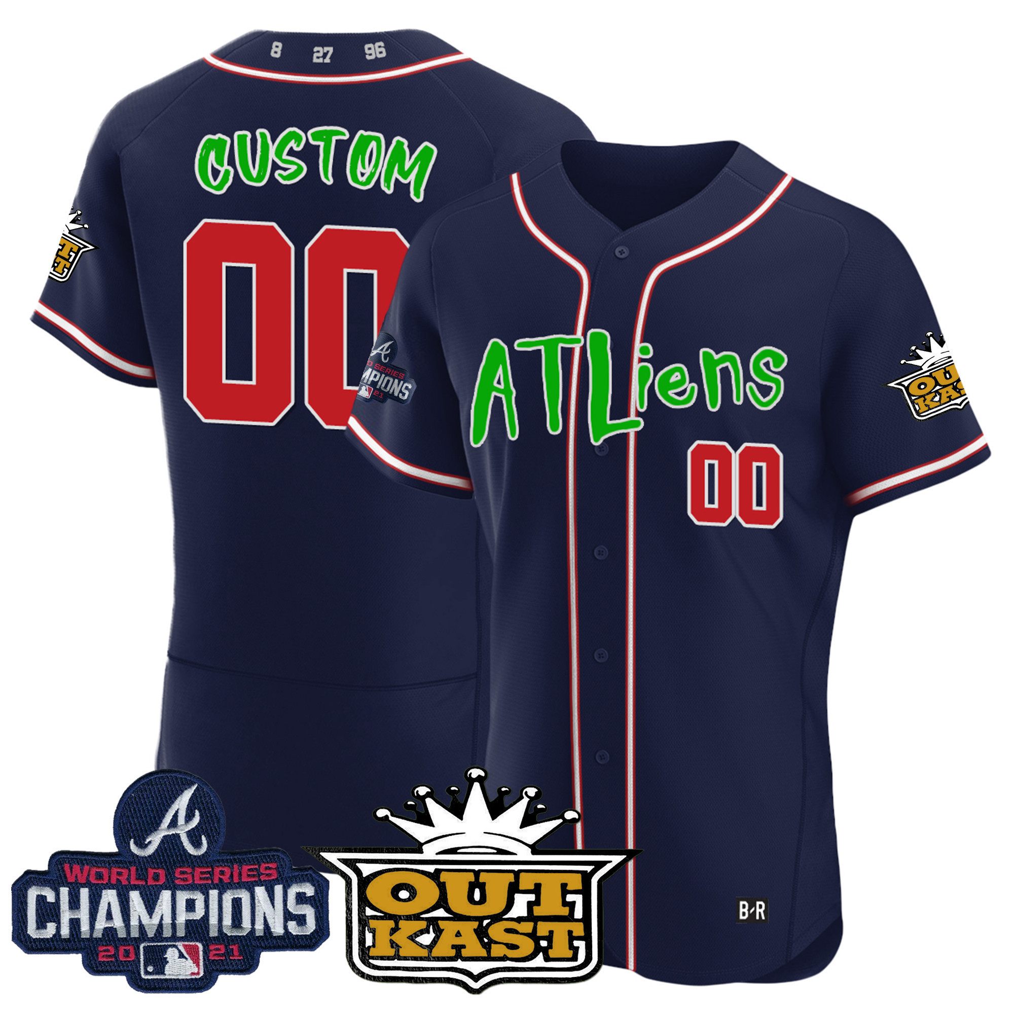Atlanta Braves Atliens Champions Flex Base Custom Jersey - All Stitched - Image 2