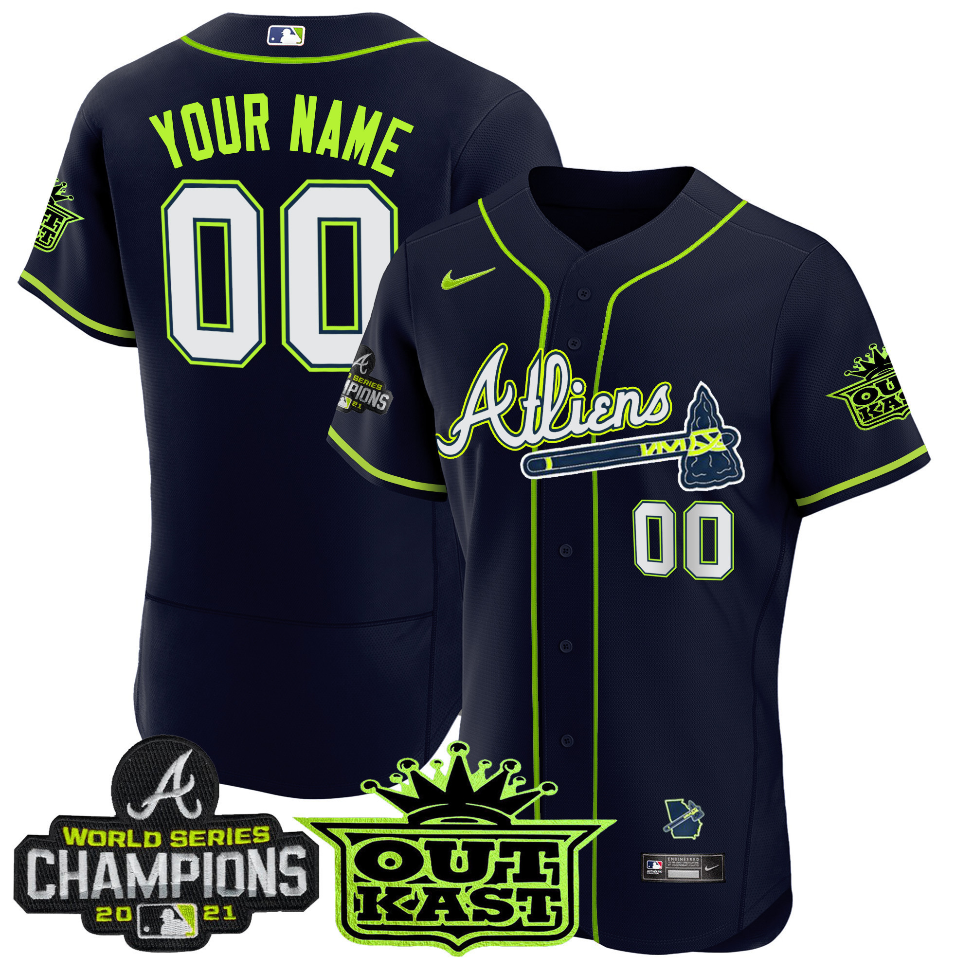 Atlanta Braves Atliens Champions Flex Base Custom Jersey - All Stitched