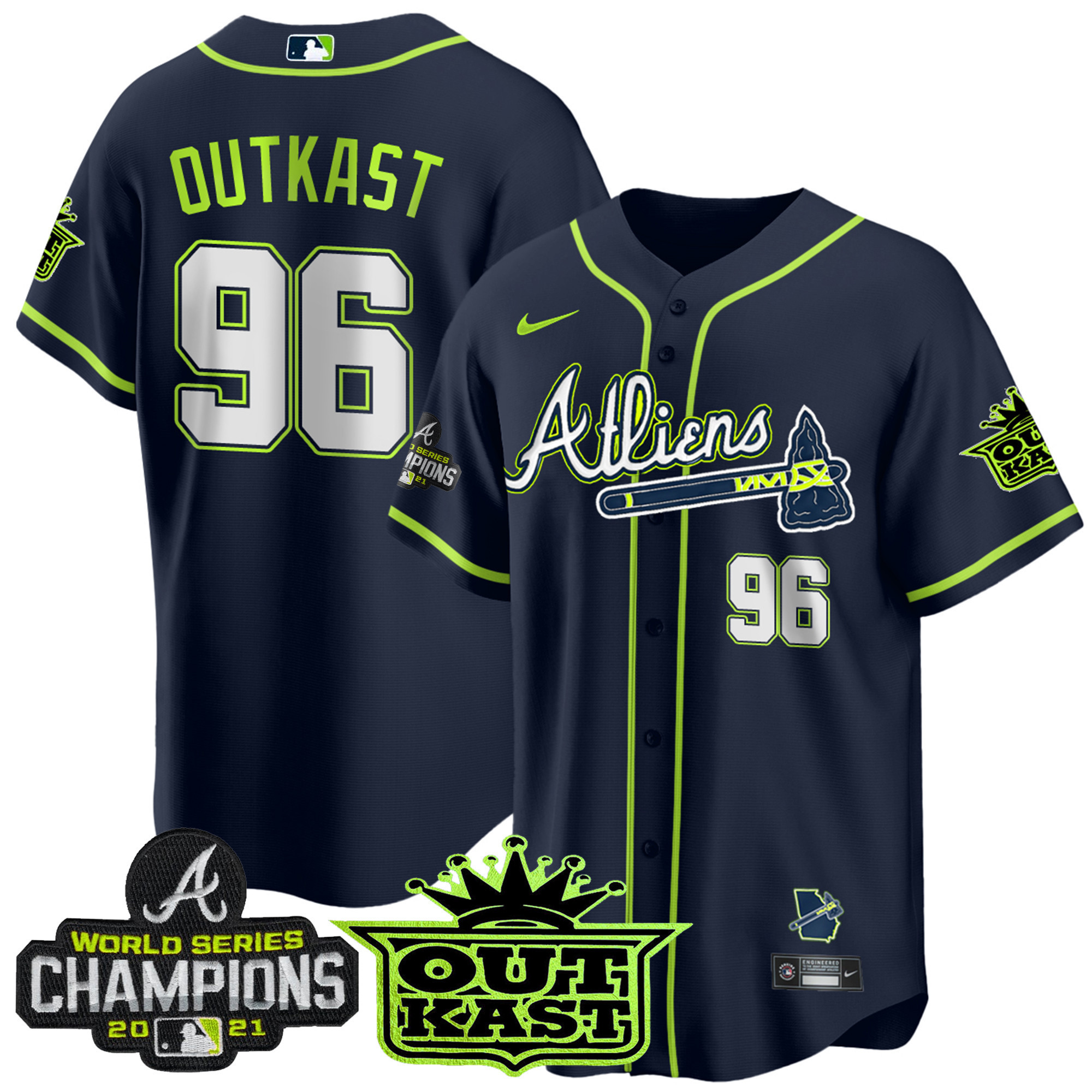 Men's Atlanta Braves Atliens Champions Cool Base Jersey - All Stitched - Image 2