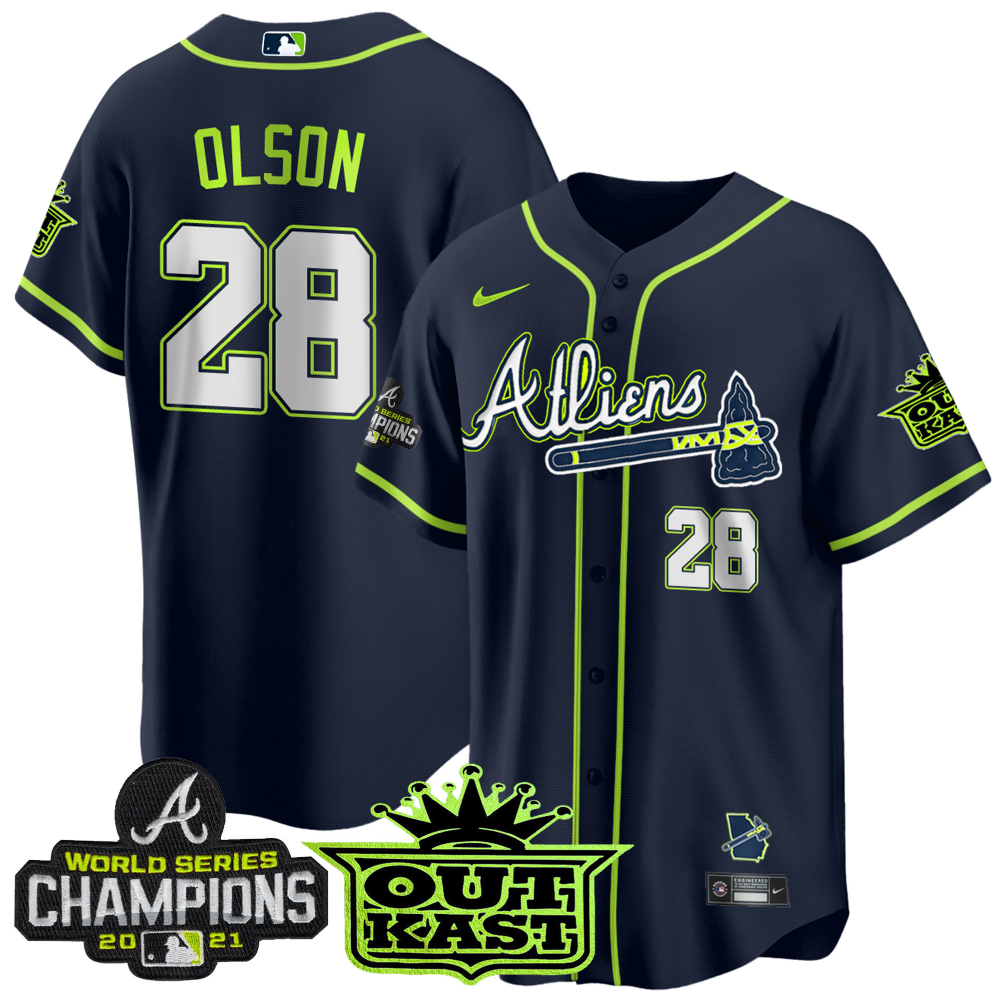 Men's Atlanta Braves Atliens Champions Cool Base Jersey - All Stitched - Image 7