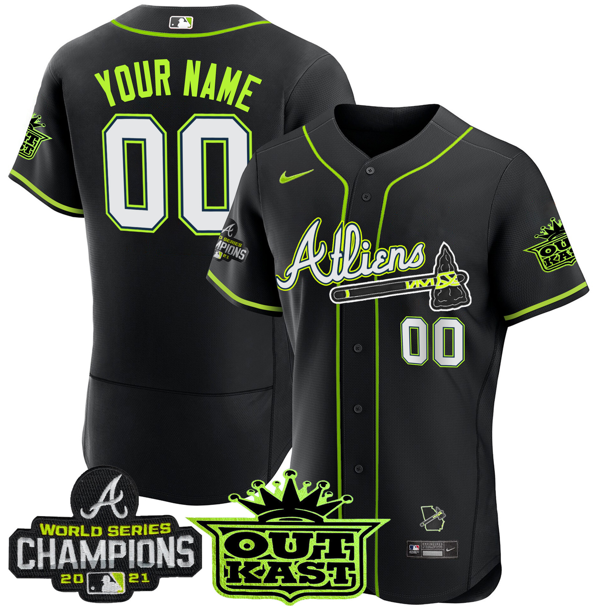Atlanta Braves Atliens Champions Flex Base Custom Jersey - All Stitched - Image 6