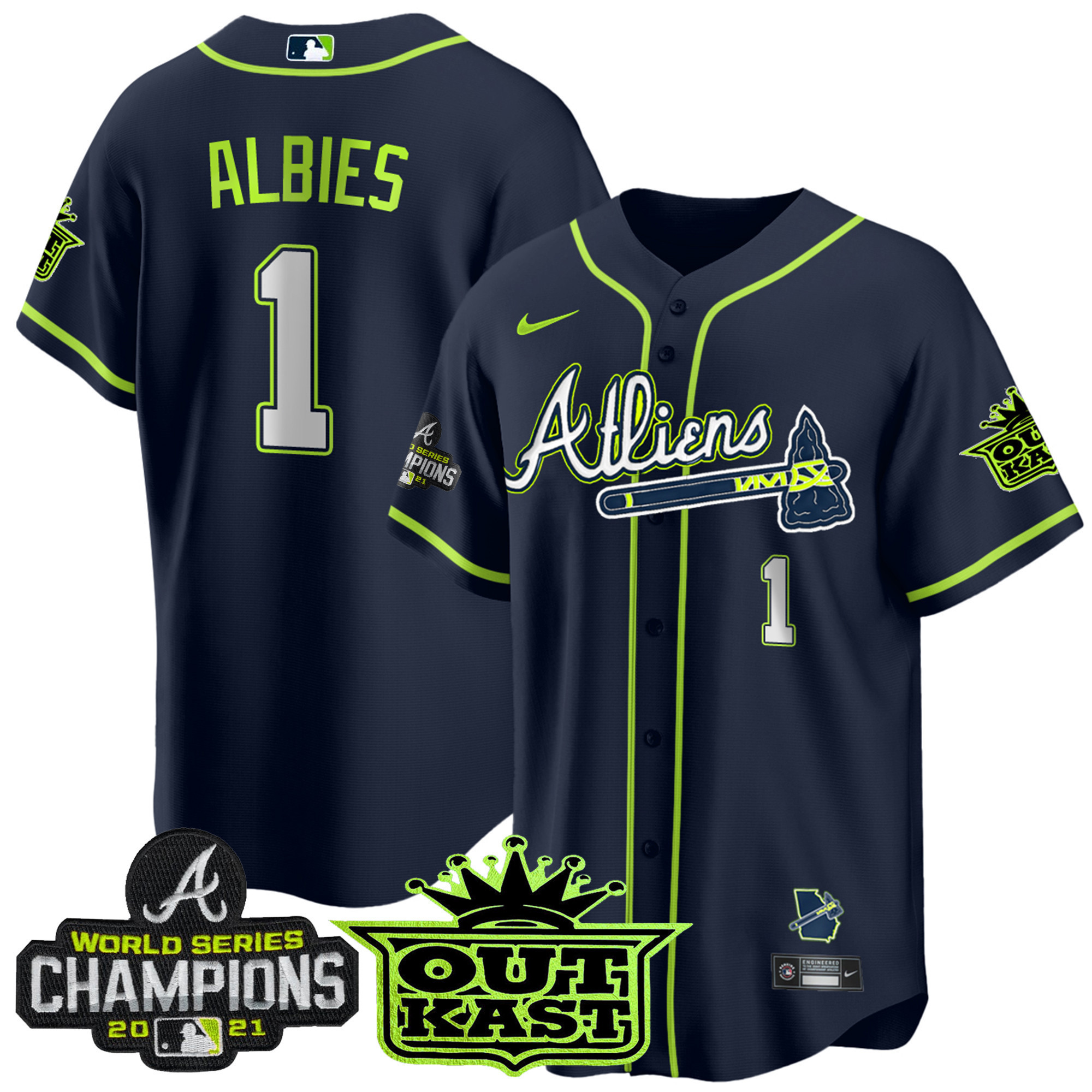 Men's Atlanta Braves Atliens Champions Cool Base Jersey - All Stitched - Image 8