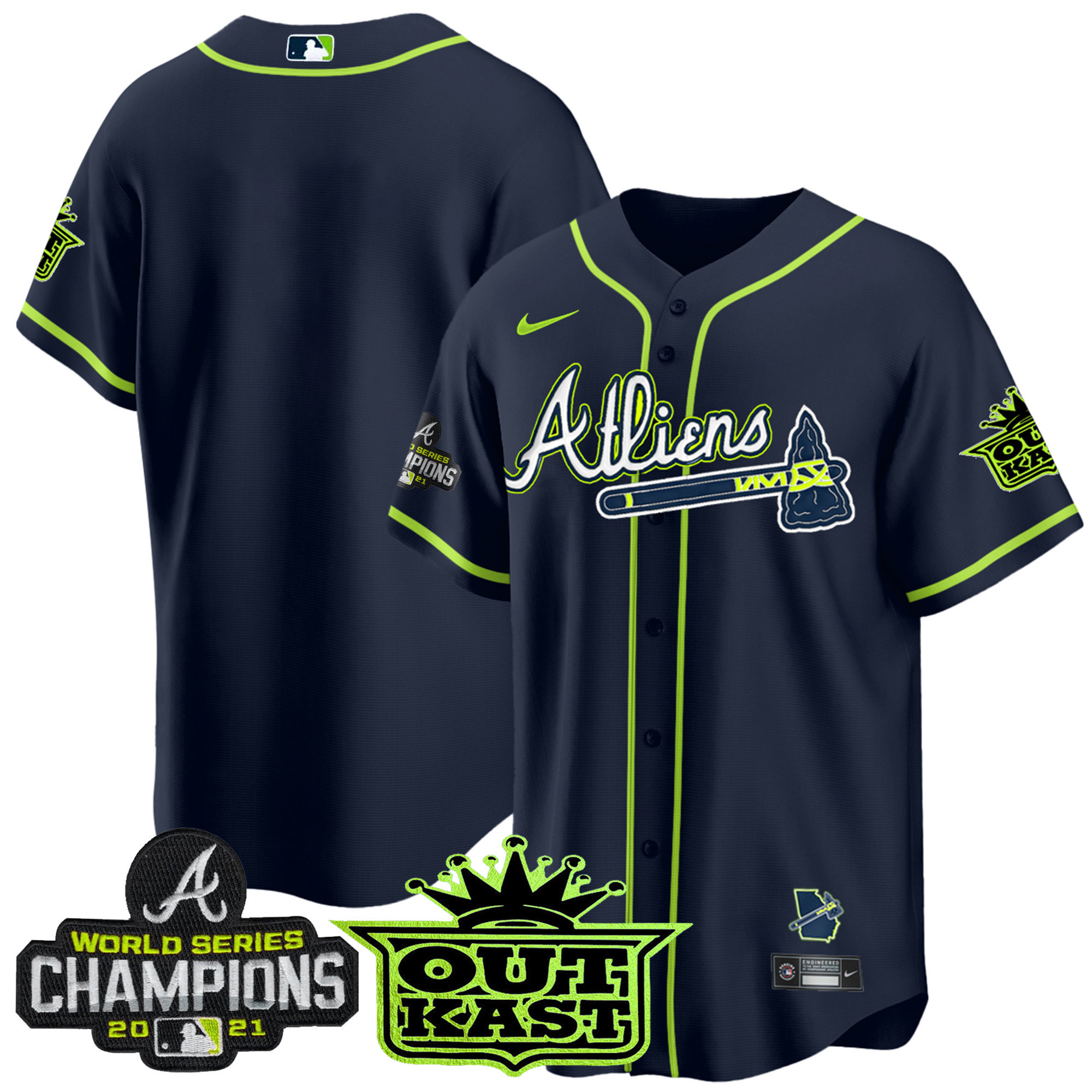 Men's Atlanta Braves Atliens Champions Cool Base Jersey - All Stitched - Image 9