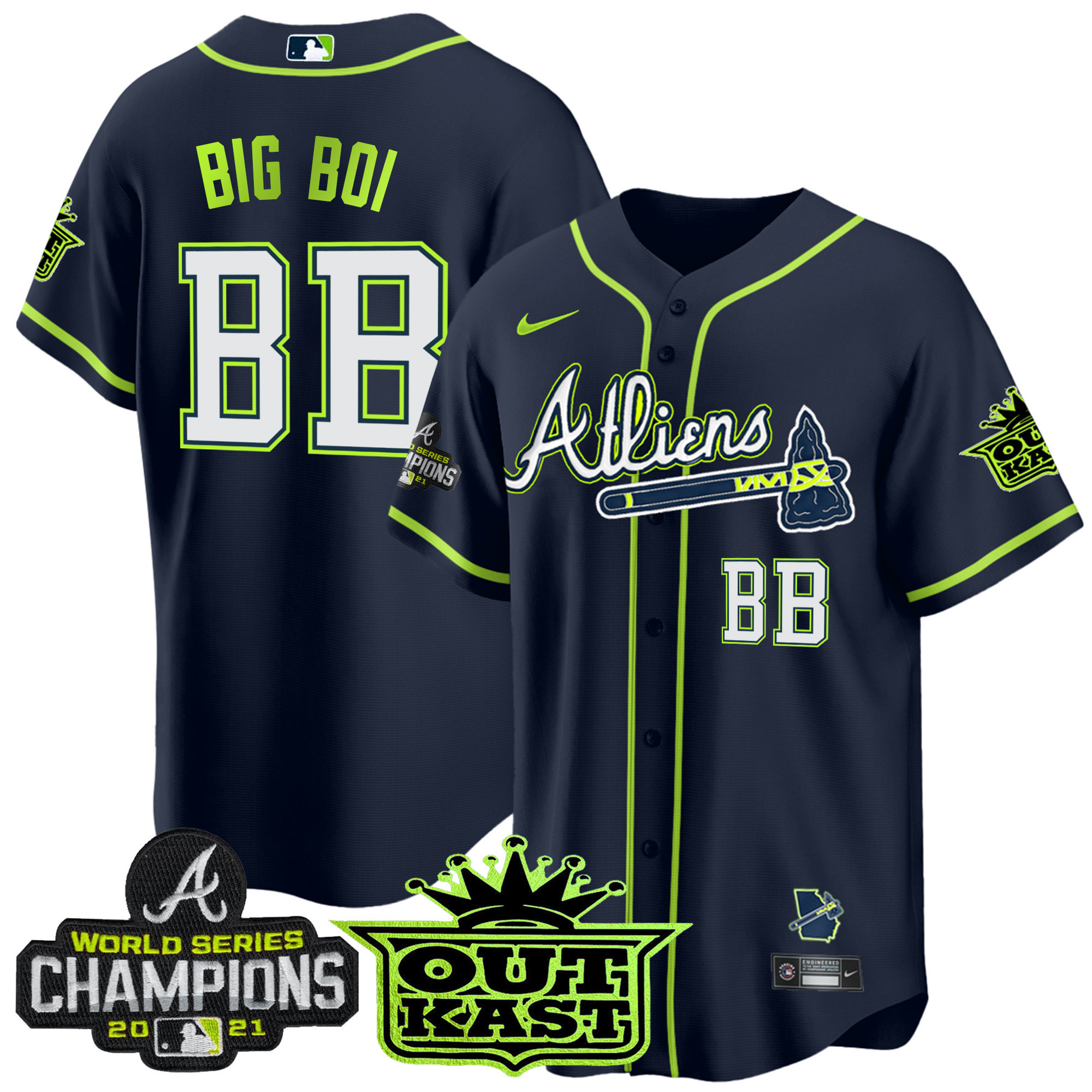 Men's Atlanta Braves Atliens Champions Cool Base Jersey - All Stitched - Image 4