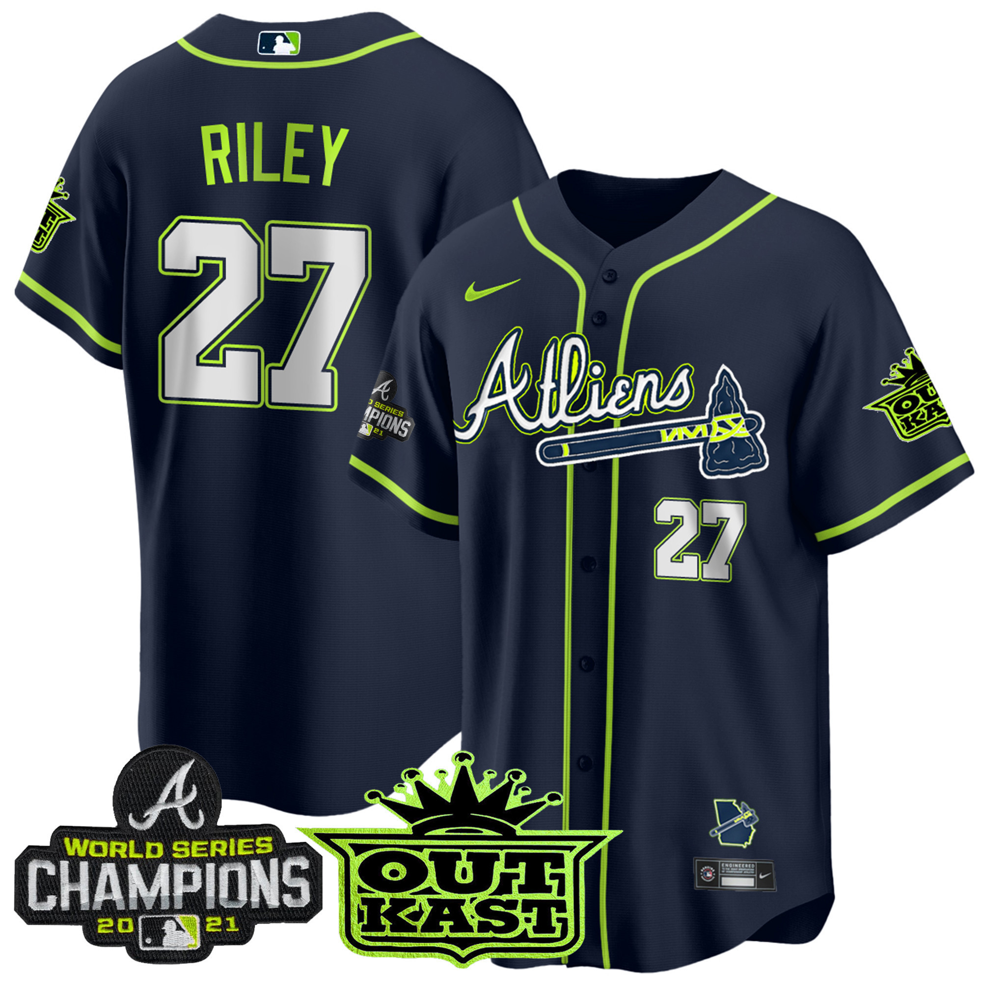 Men's Atlanta Braves Atliens Champions Cool Base Jersey - All Stitched - Image 5