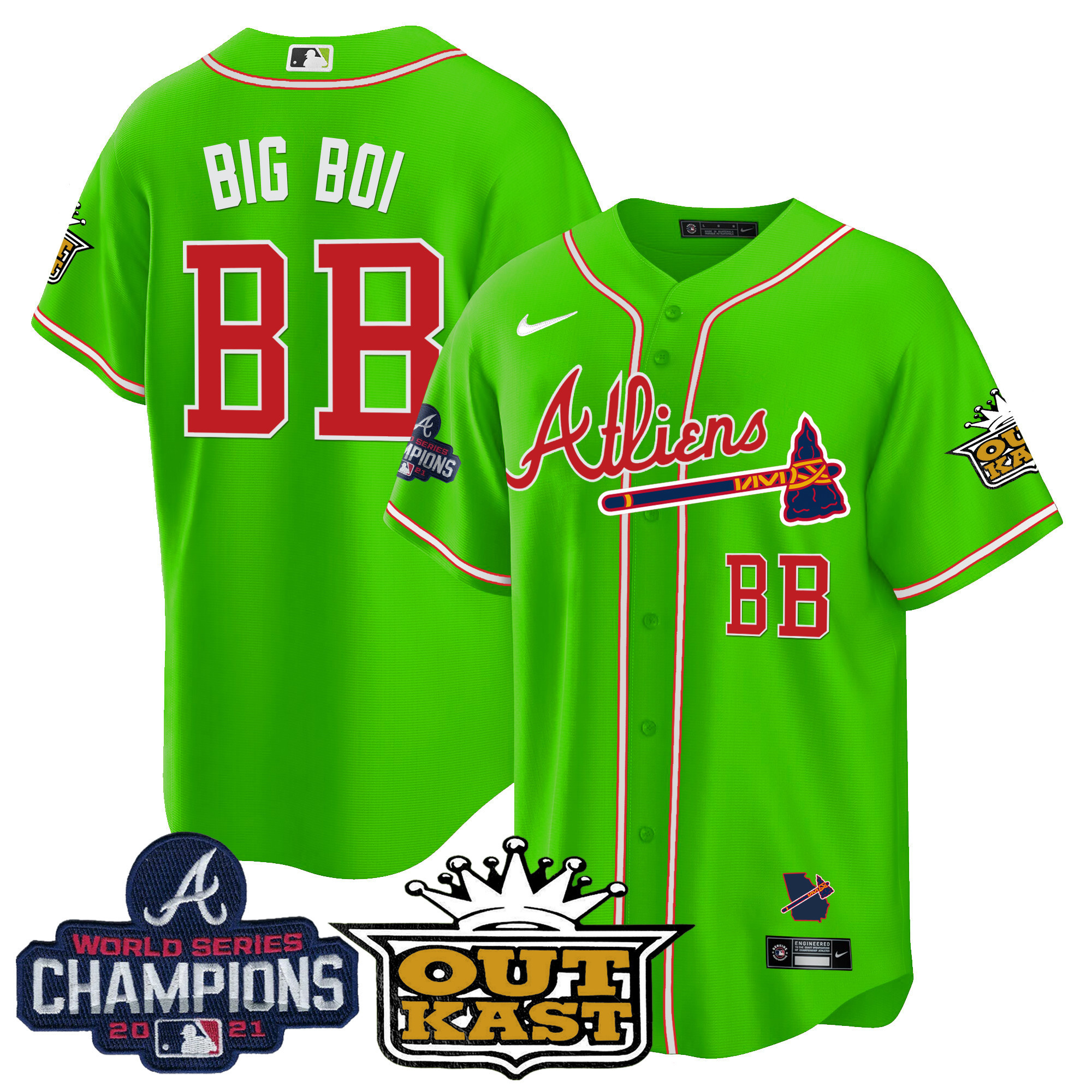 Men's Atlanta Braves Atliens Champions Cool Base Jersey - All Stitched - Image 31