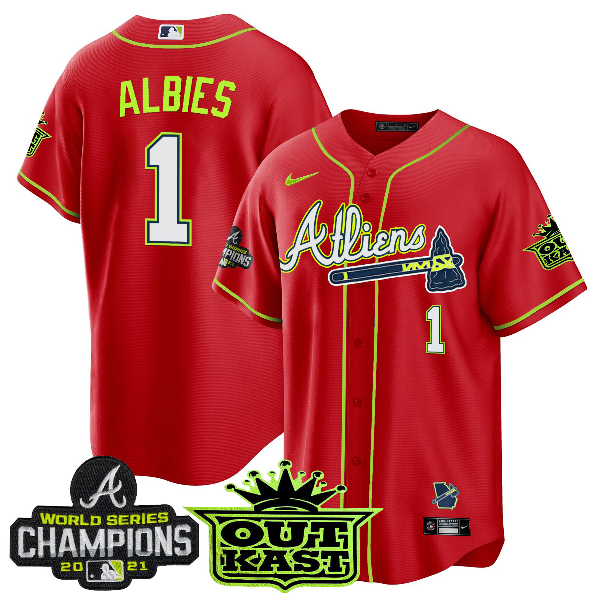 Men's Atlanta Braves Atliens Champions Cool Base Jersey - All Stitched - Image 44
