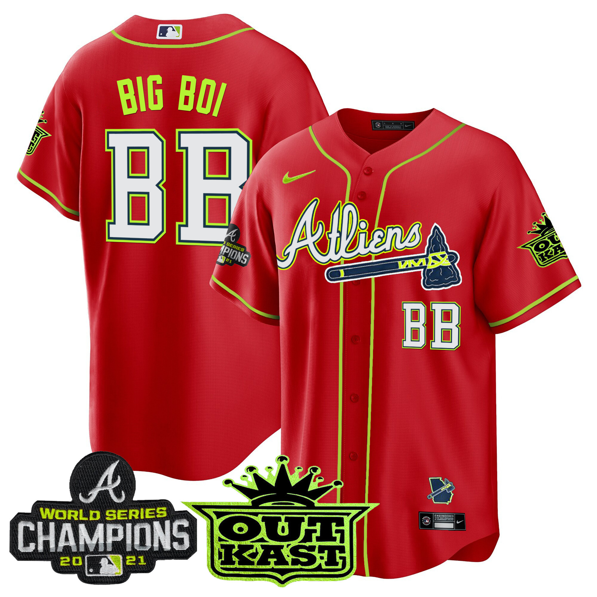 Men's Atlanta Braves Atliens Champions Cool Base Jersey - All Stitched - Image 40