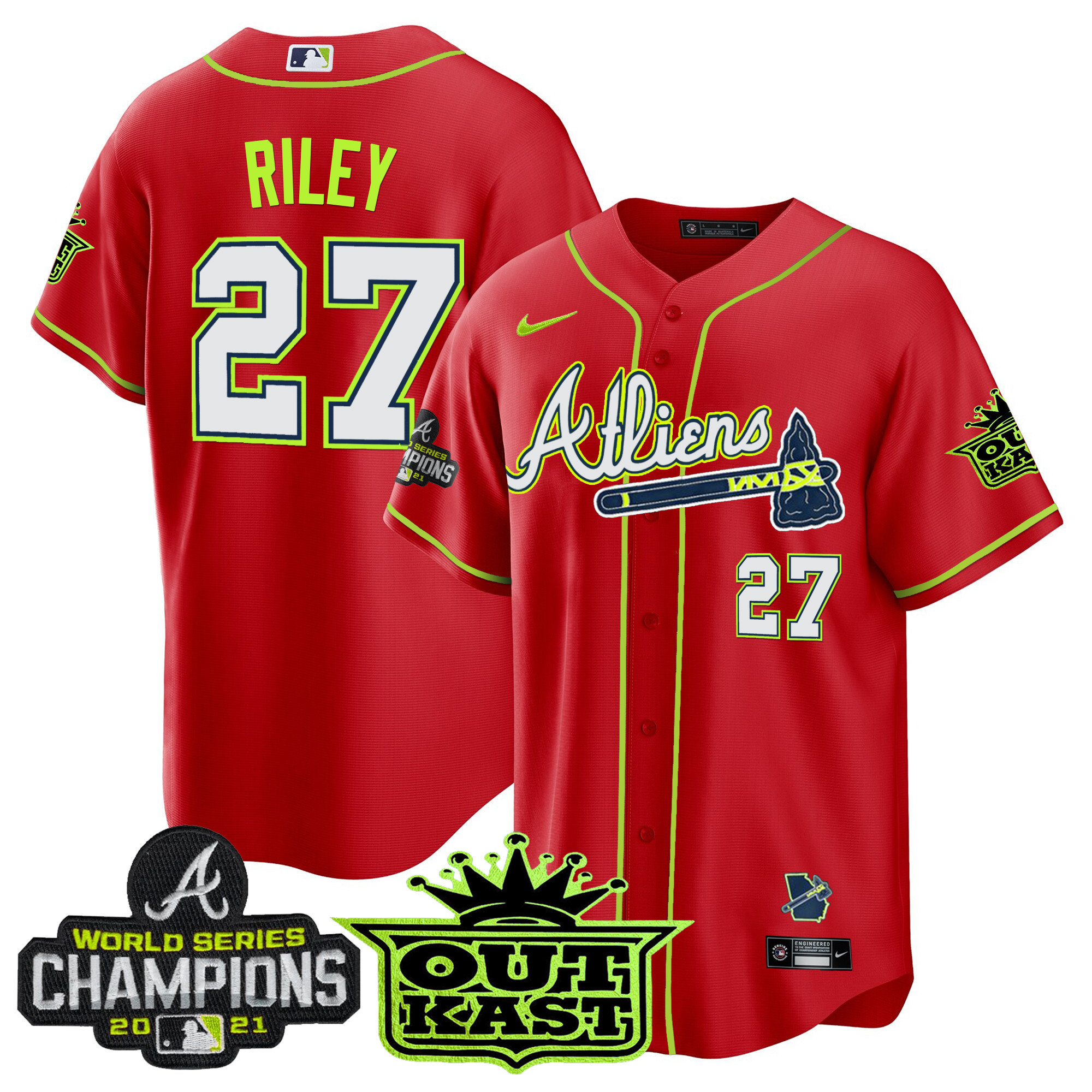 Men's Atlanta Braves Atliens Champions Cool Base Jersey - All Stitched - Image 41