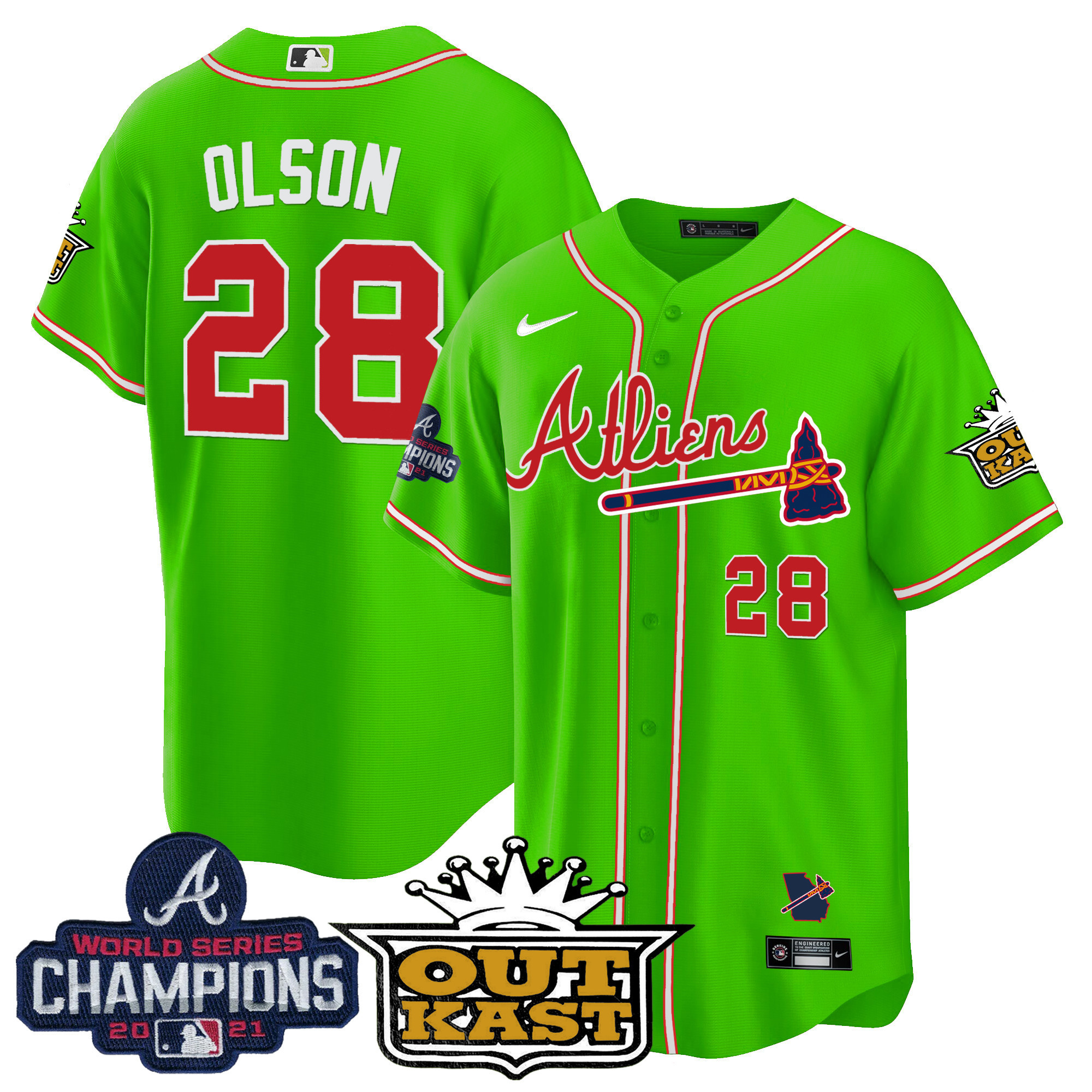 Men's Atlanta Braves Atliens Champions Cool Base Jersey - All Stitched - Image 34