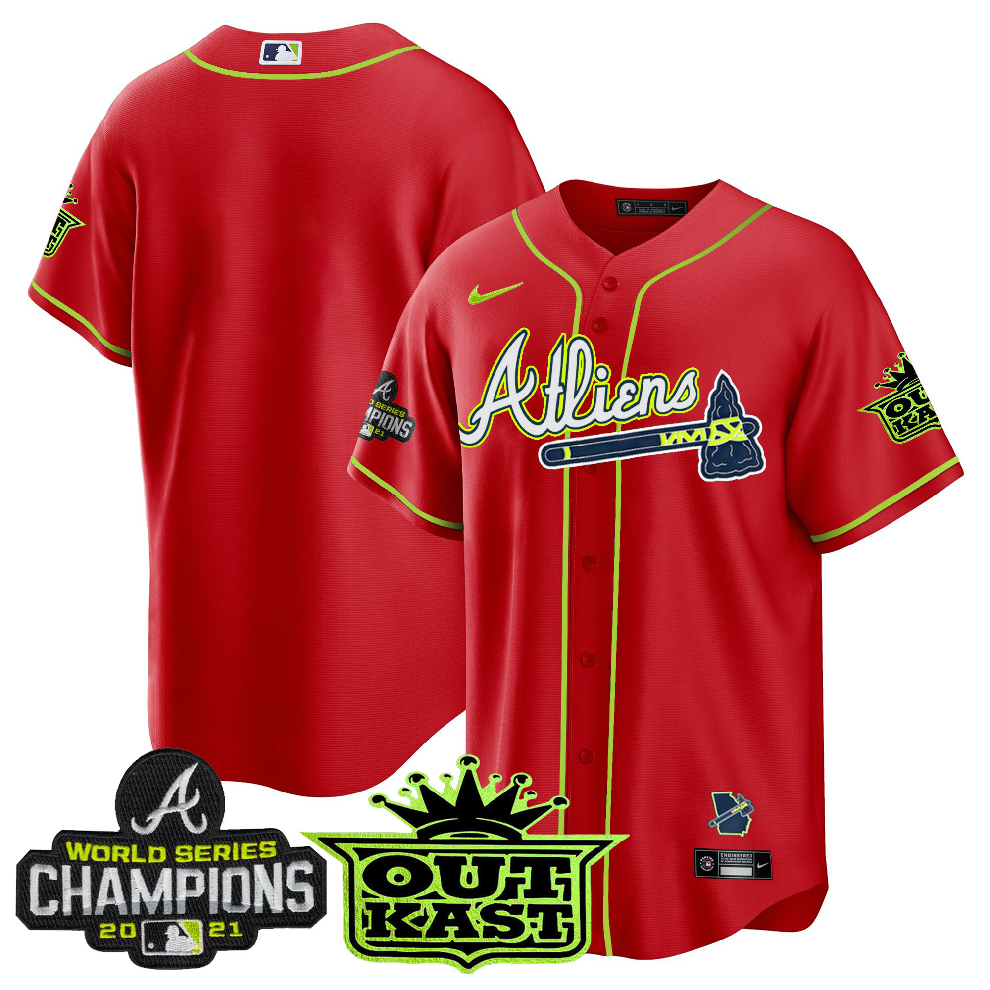 Men's Atlanta Braves Atliens Champions Cool Base Jersey - All Stitched - Image 45