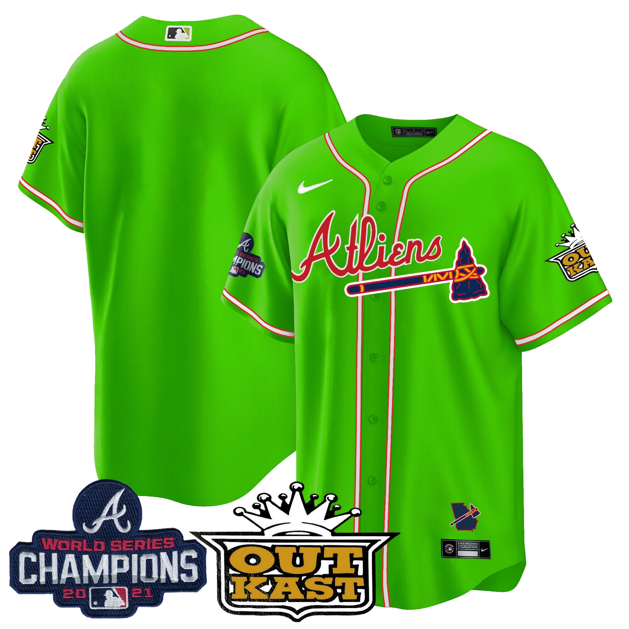 Men's Atlanta Braves Atliens Champions Cool Base Jersey - All Stitched - Image 36